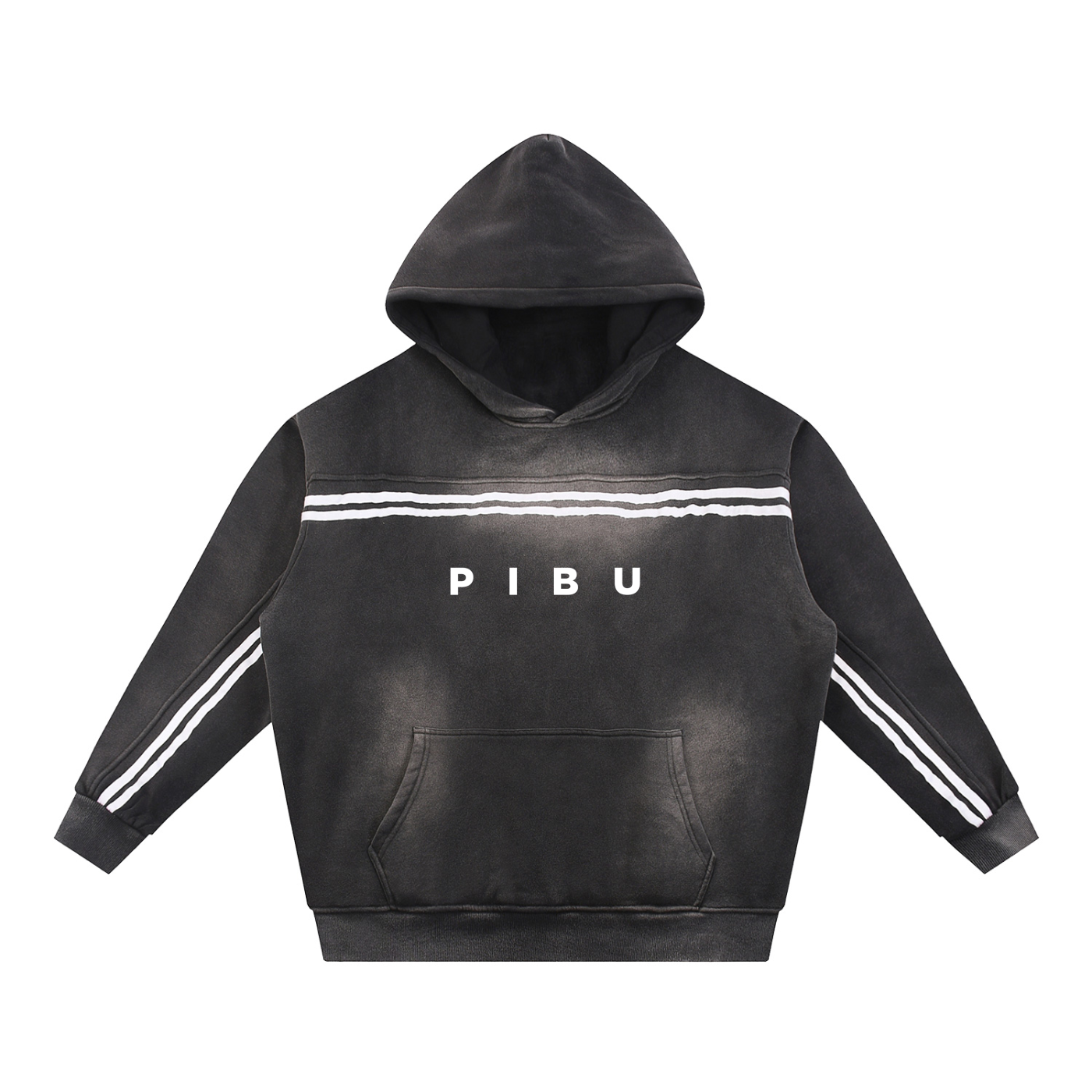 PIBU Sun Fade Fleece Hoodie - Black