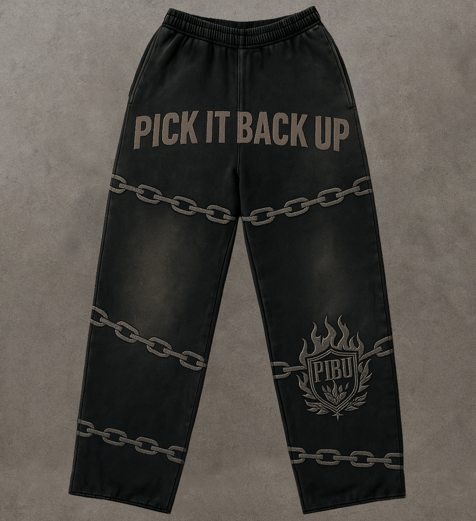 “CHAINED RESISTANCE” Washed Baggy Sweatpants
