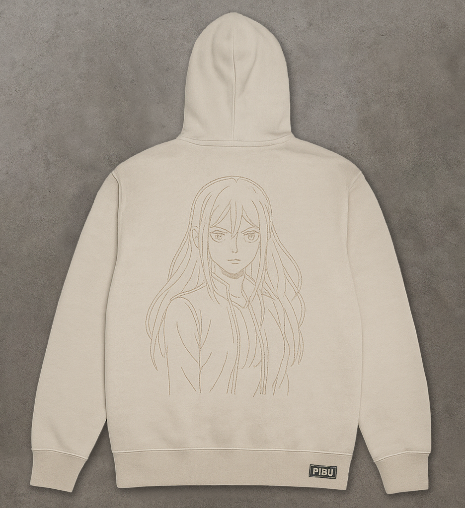 “ETERNAL HERO” Cream Zip-Up Hoodie