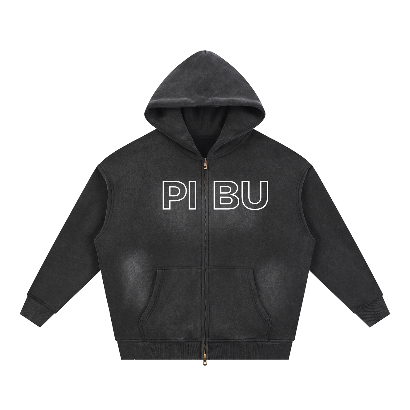 PIBU Two-way Zipper Boxy Fleece Hoodie