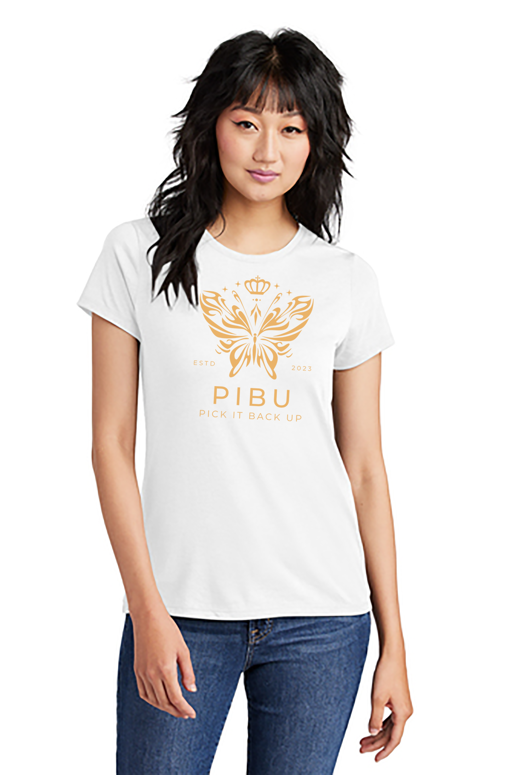 Women's PIBU Butterfly Round Neck Short Sleeve - Gold