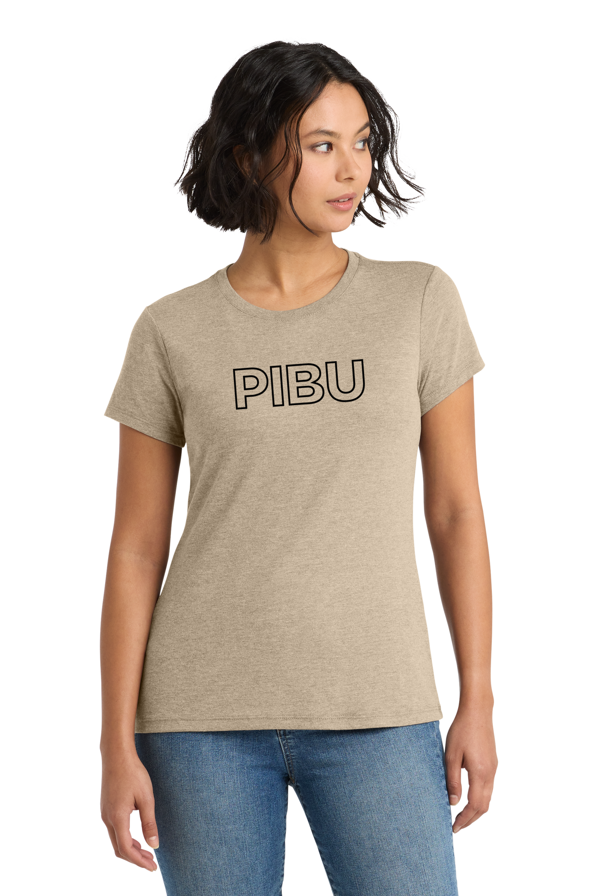 Women's PIBU Outlined Fitted Short Sleeve - Black