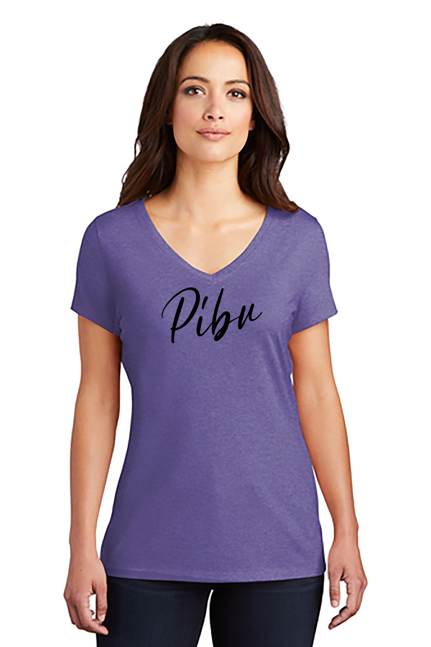Women's PIBU Script V-Neck Short Sleeve - Black