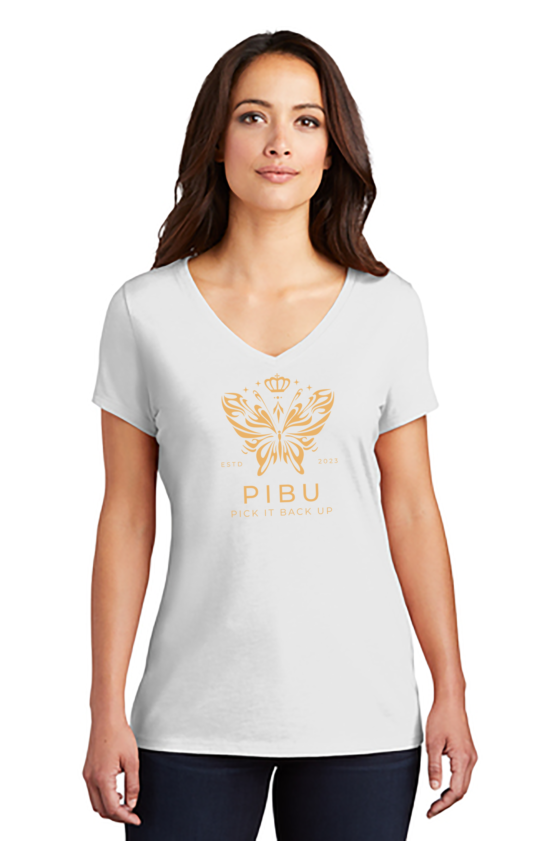 Women's PIBU Butterfly V-Neck Short Sleeve - Gold