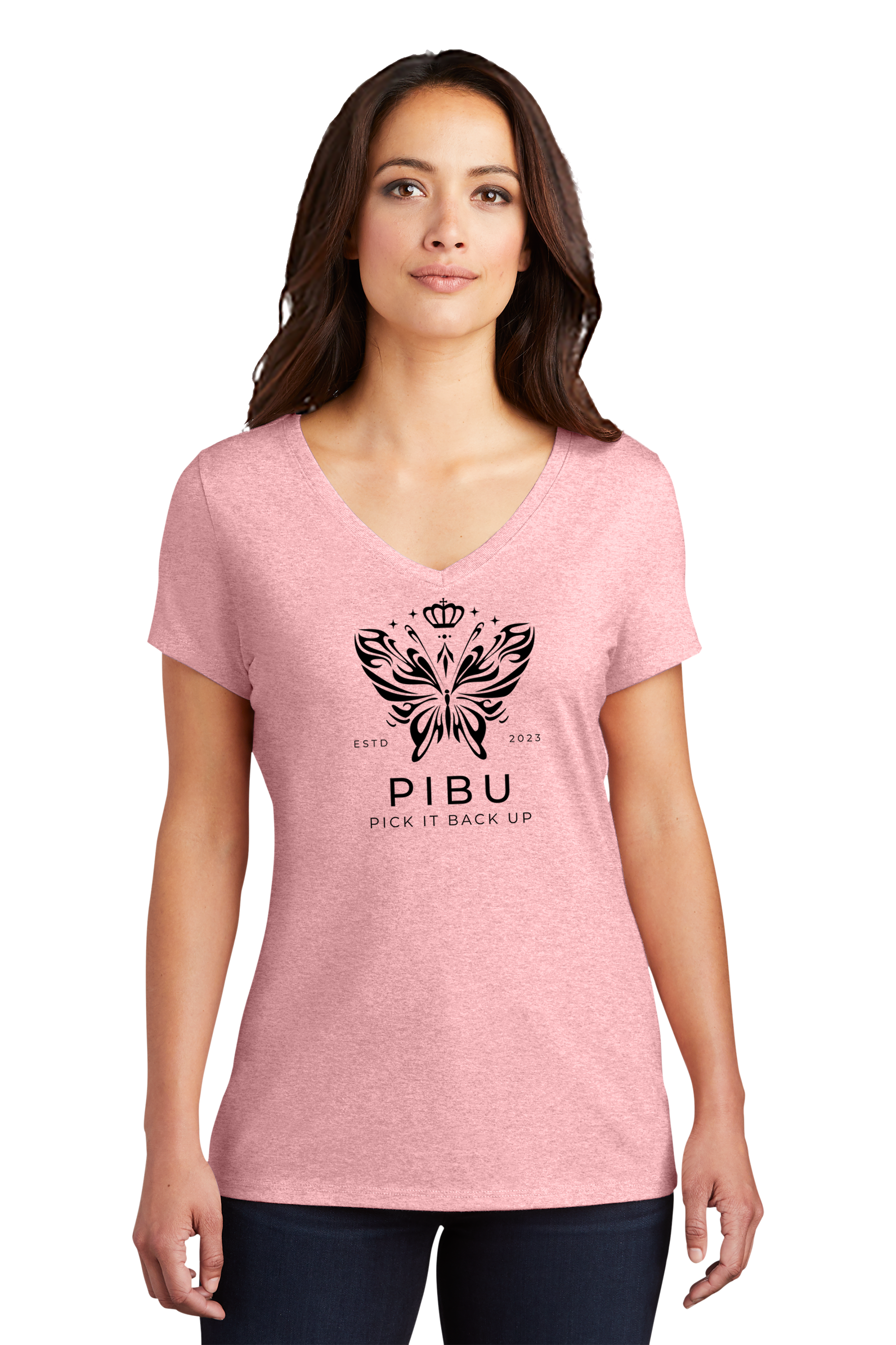 Women's PIBU Butterfly V-Neck Short Sleeve - Black