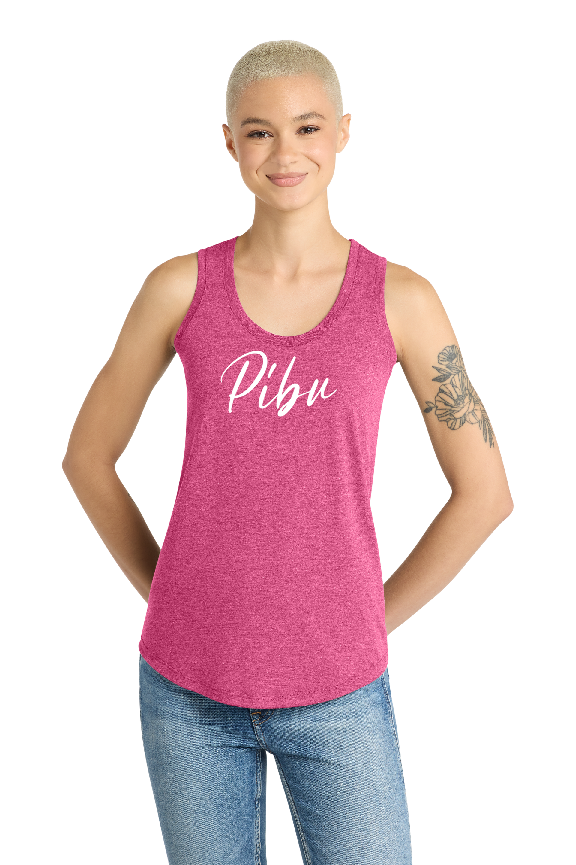 PIBU Script Racerback Tank Top - White