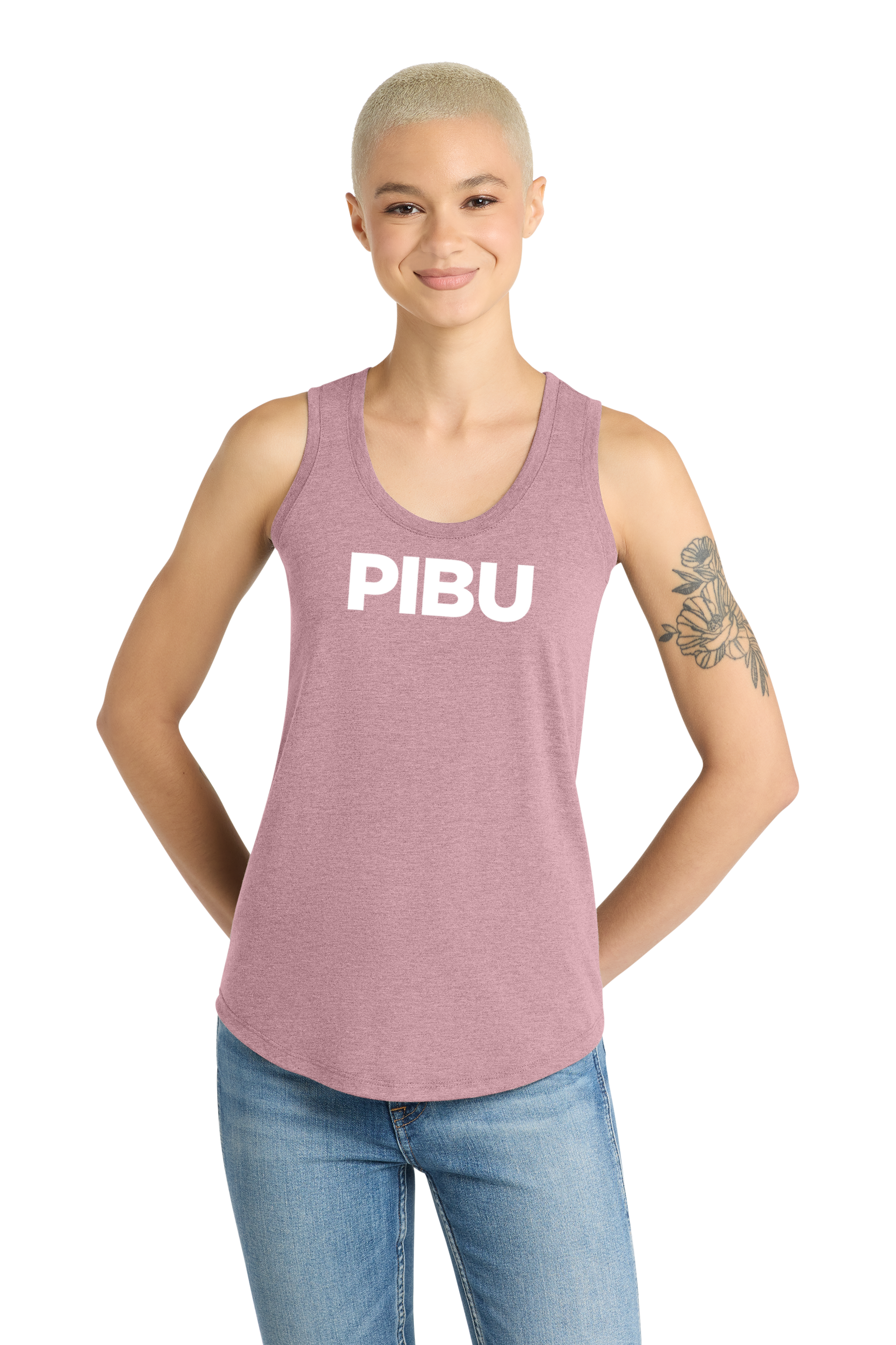 PIBU Filled Classic Racerback Tank Top - White