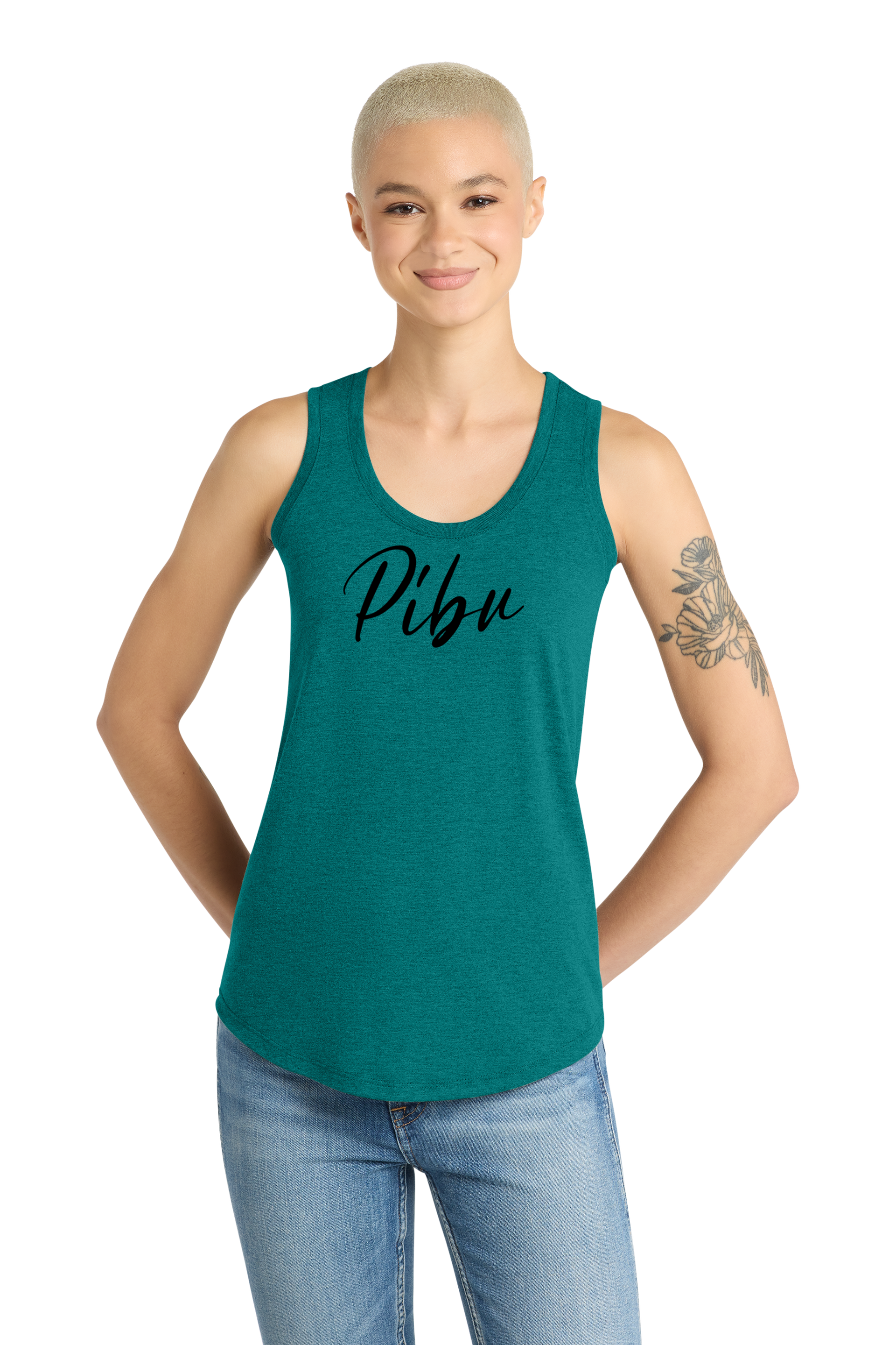PIBU Script Racerback Tank Top - Black