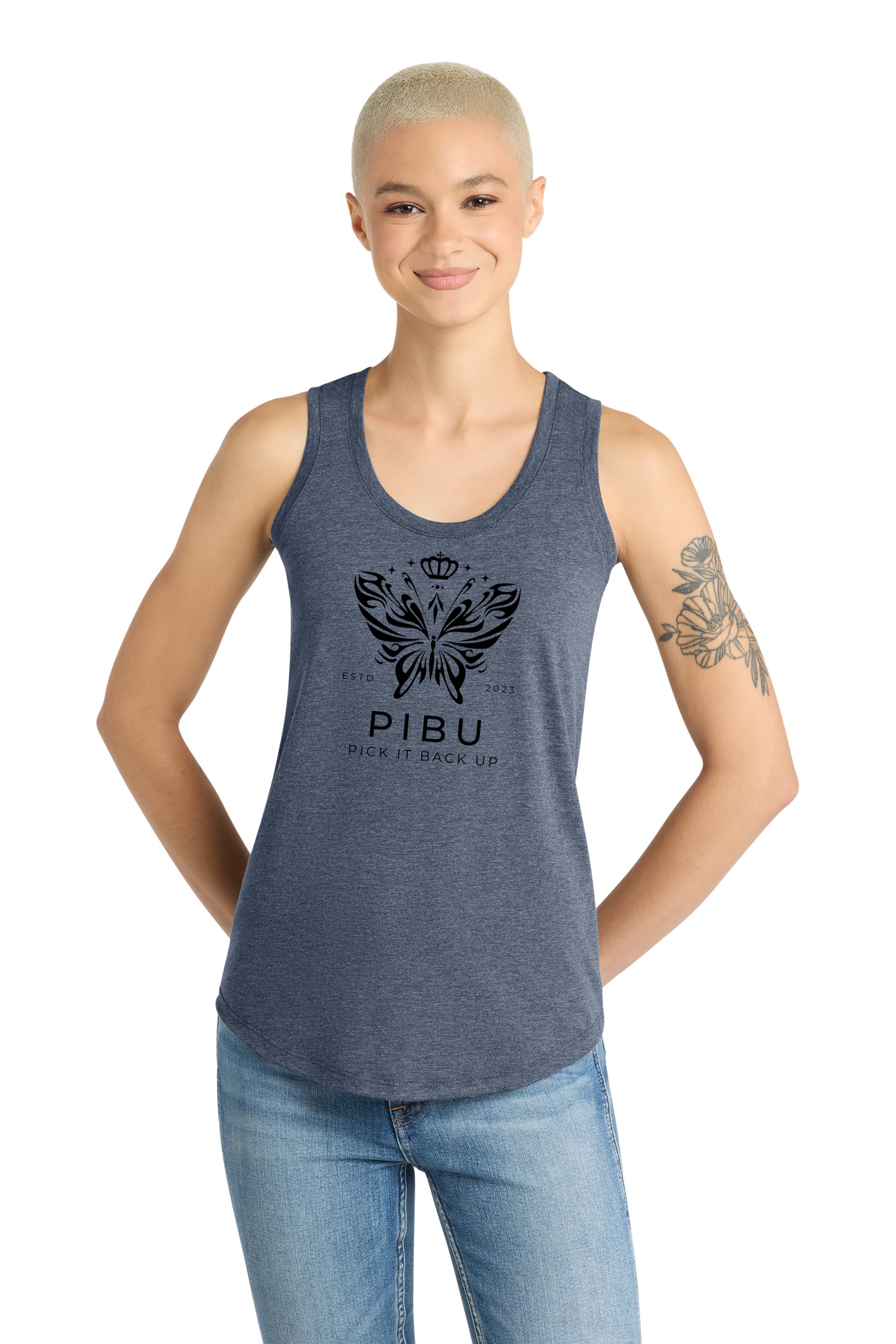 PIBU Butterfly Racerback Tank Top - Black