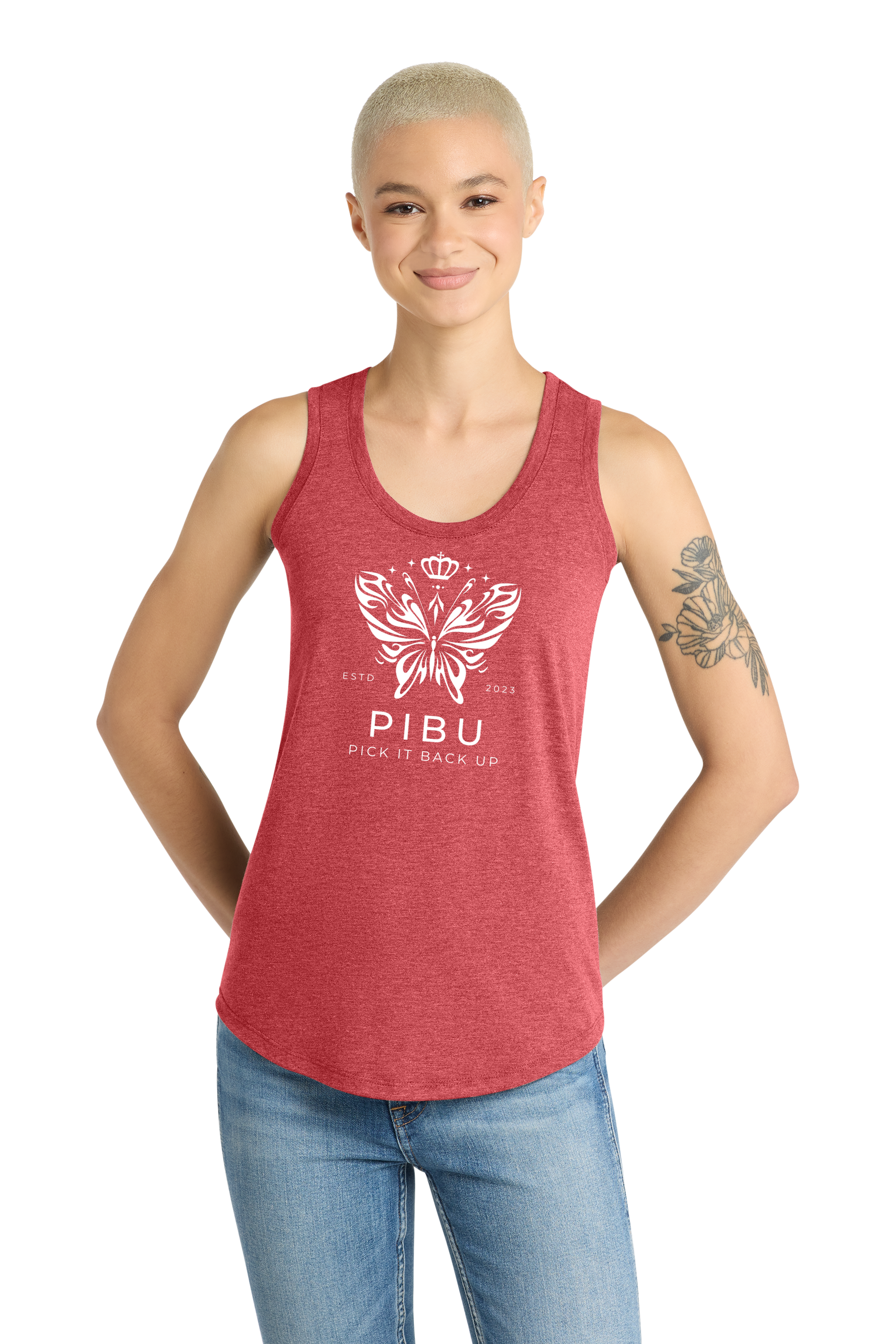 PIBU Butterfly Racerback Tank Top - White