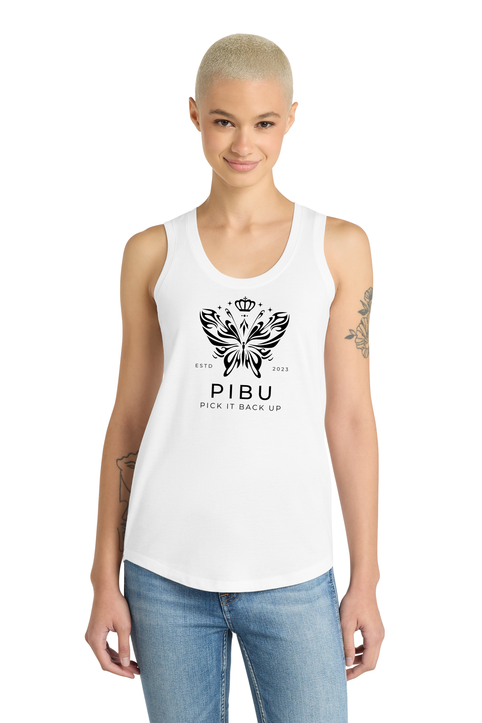 PIBU Butterfly Racerback Tank Top - Black