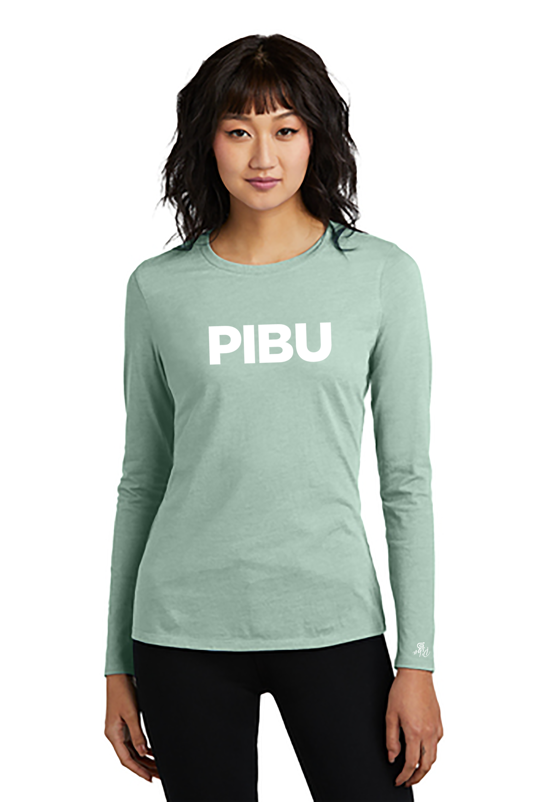 Women's PIBU Classic Round Neck Fitted Long Sleeve - White