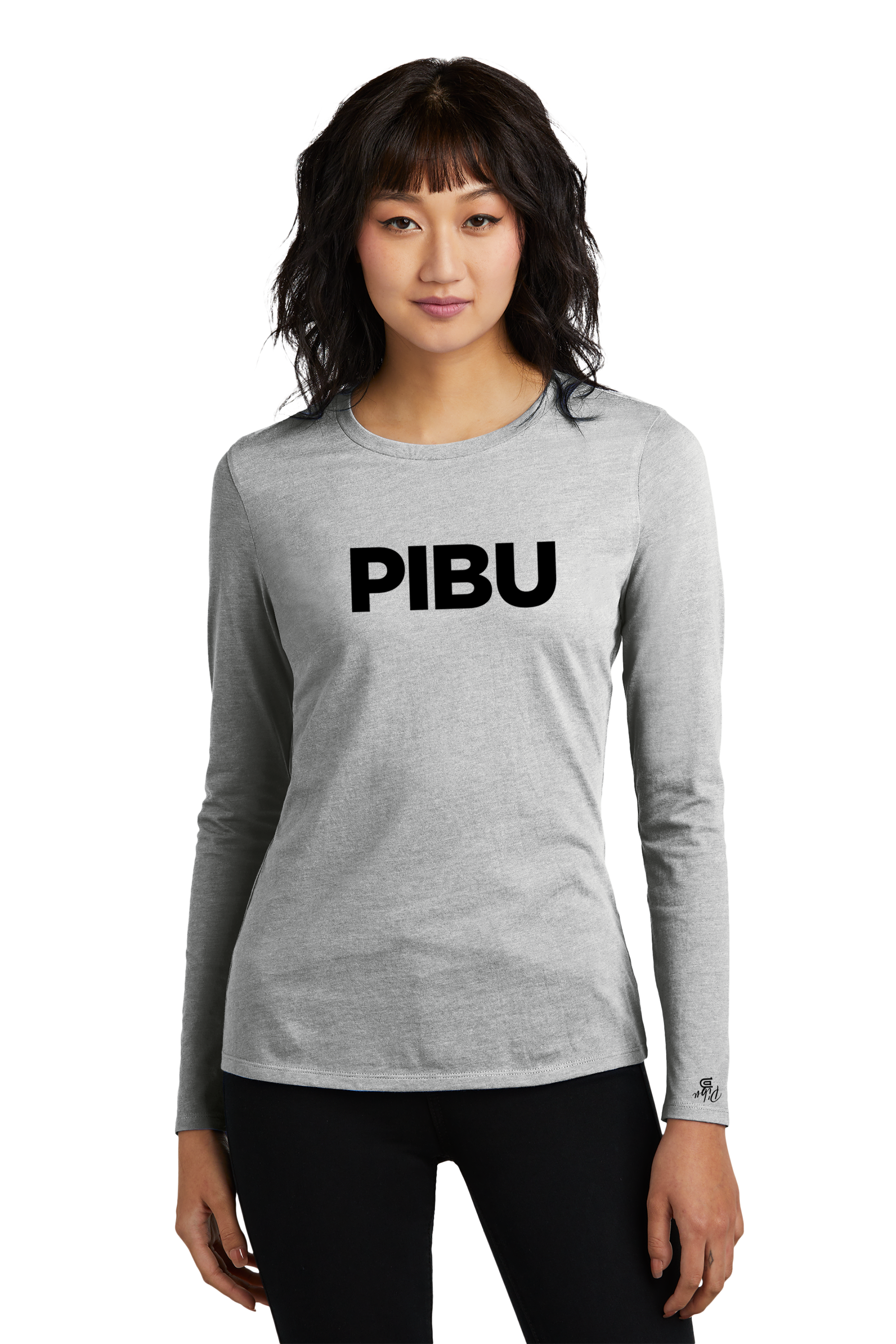 Women's PIBU Classic Round Neck Fitted Long Sleeve - Black