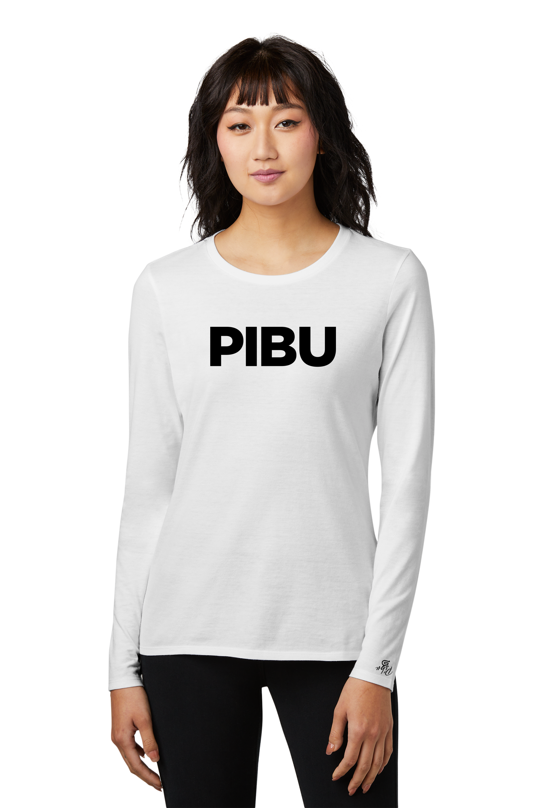 Women's PIBU Classic Round Neck Fitted Long Sleeve - Black