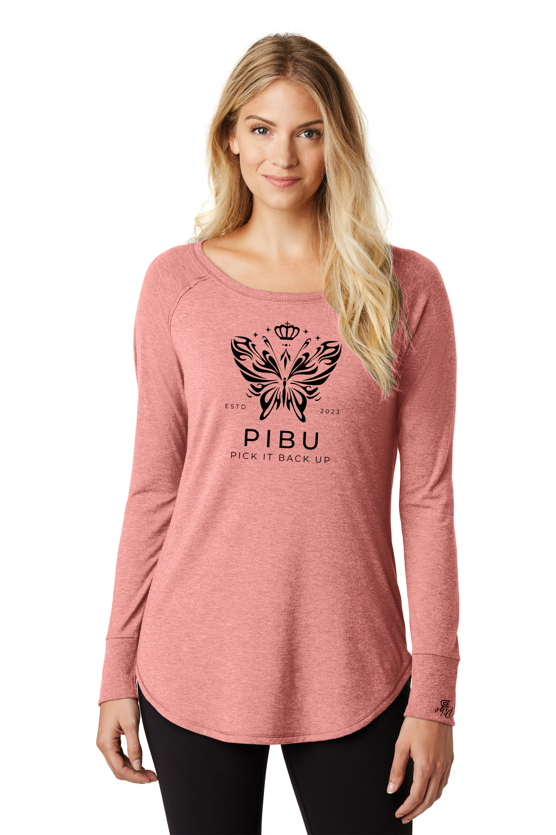 Women's PIBU Butterfly Tunic Tee Long Sleeve - Black