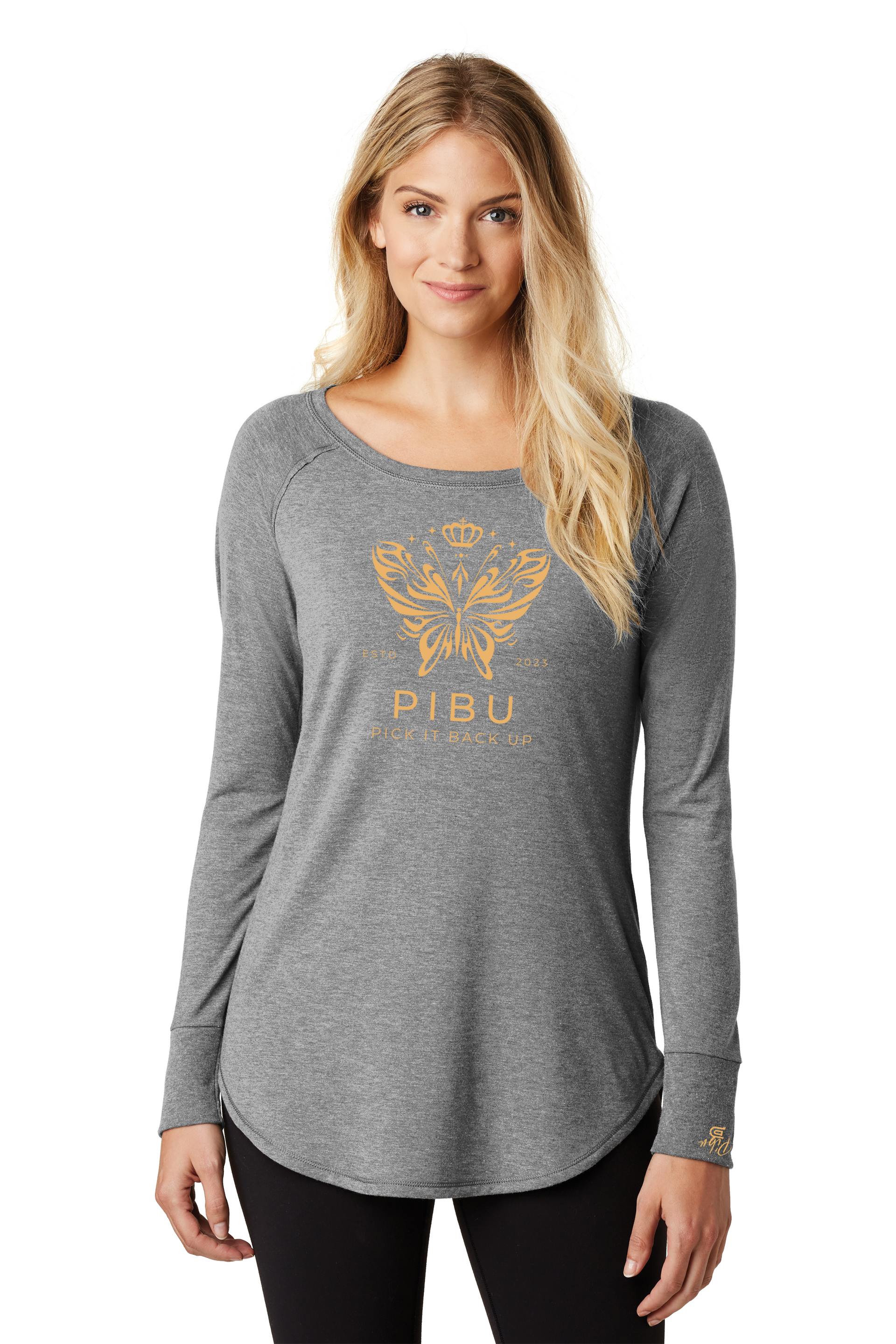 Women's PIBU Butterfly Tunic Tee Long Sleeve - Gold
