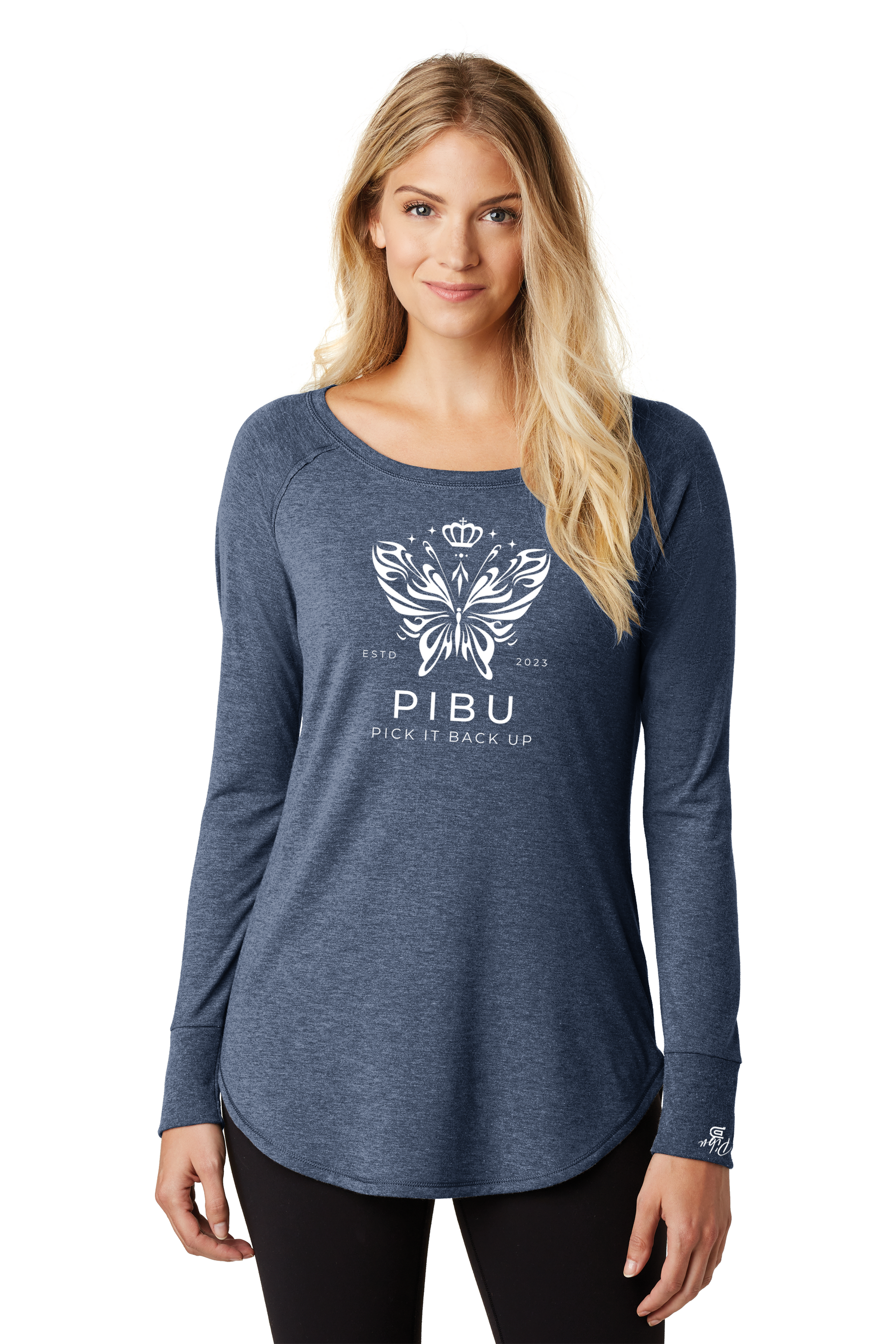 Women's PIBU Butterfly Tunic Tee Long Sleeve - White
