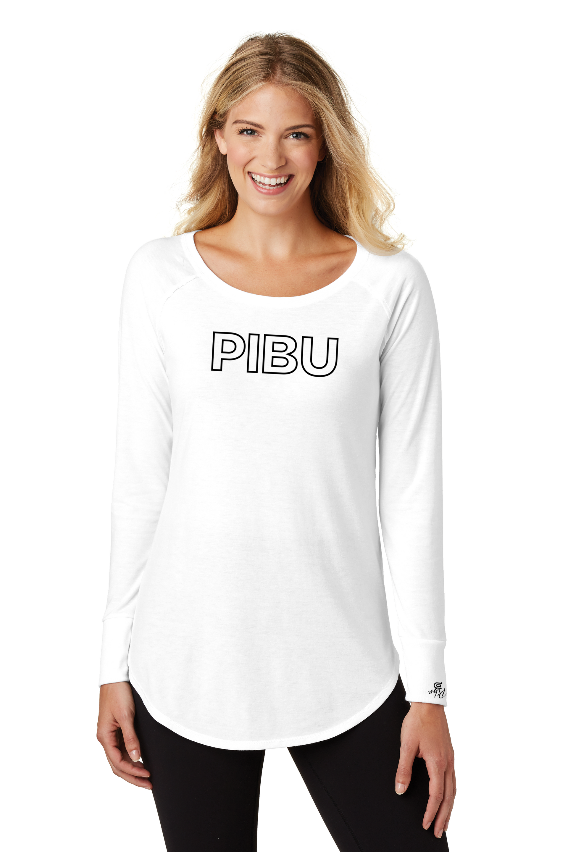 Women's PIBU Classic Outlined Tunic Tee Long Sleeve - Black