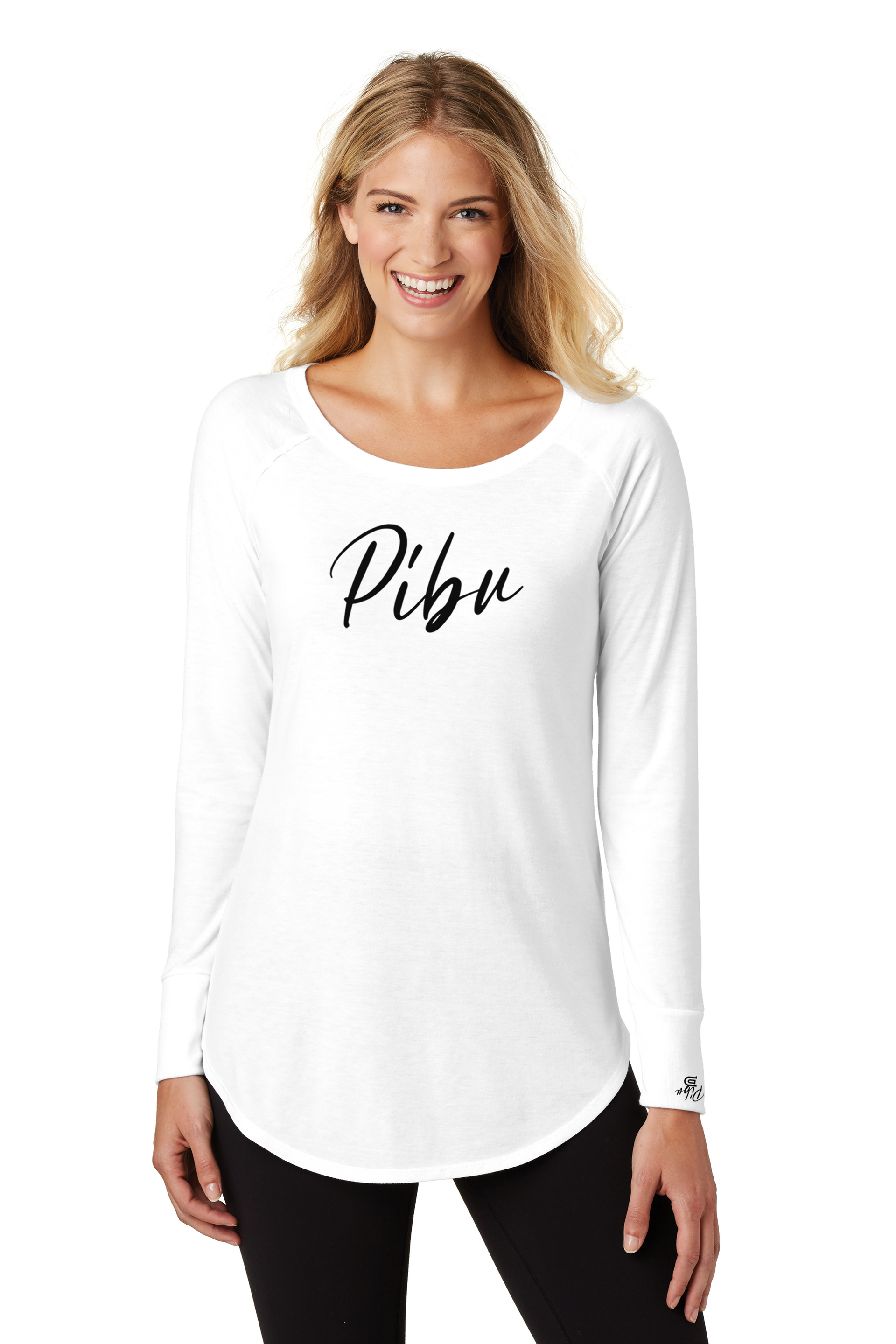 Women's PIBU Script Tunic Tee Long Sleeve - Black