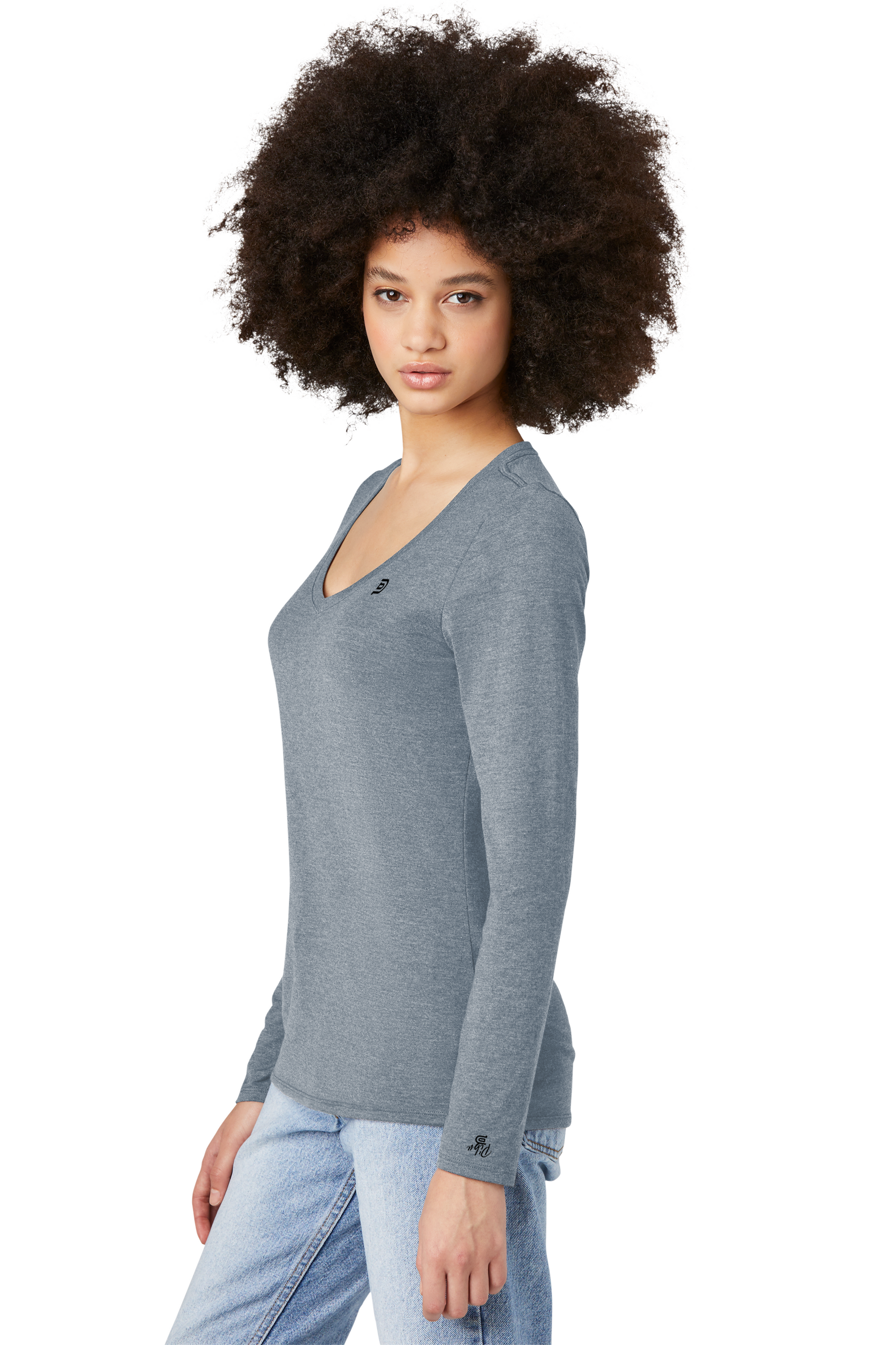 Women's PIBU Logo V-Neck Long Sleeve - Black