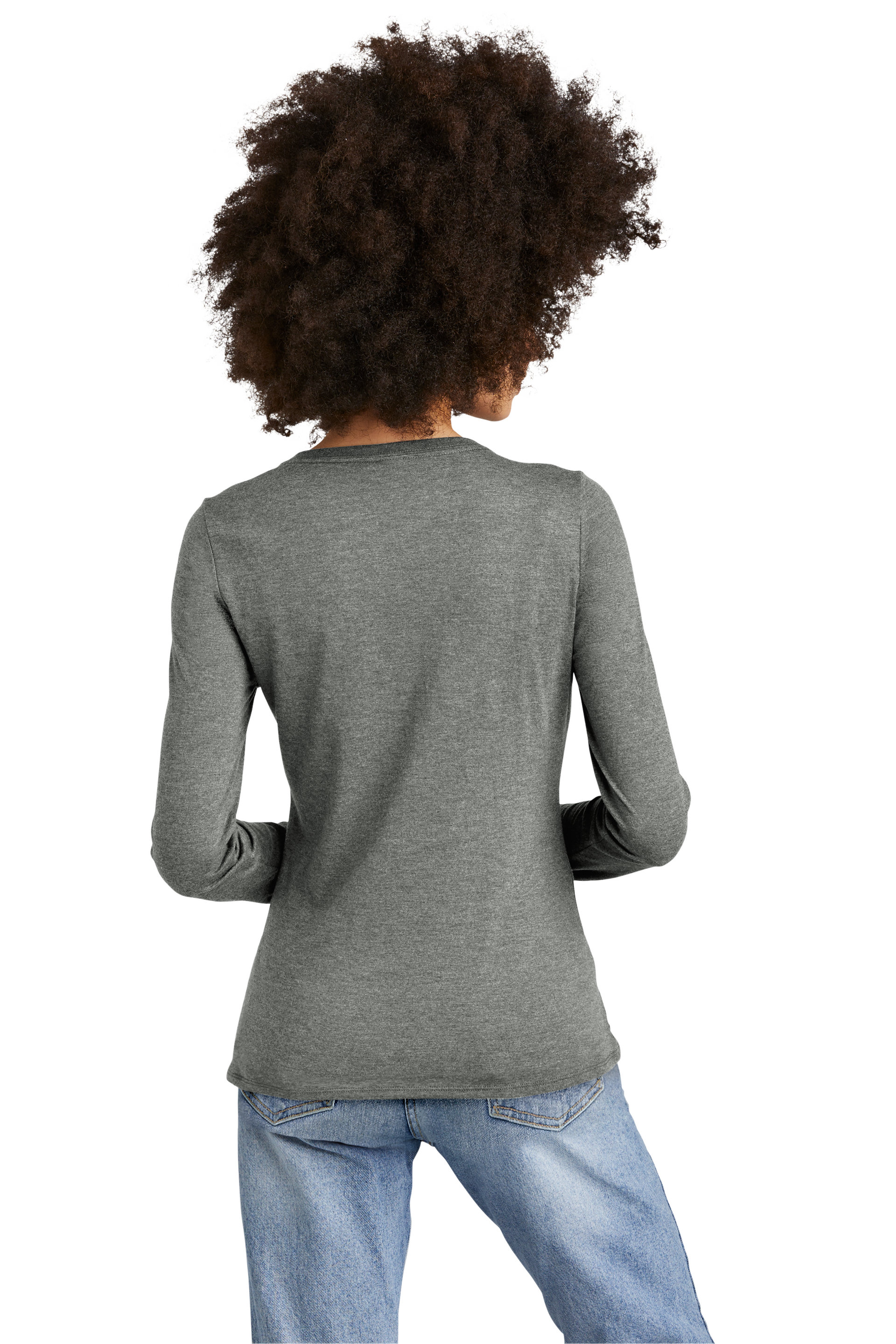 Women's PIBU Script V-Neck Long Sleeve - White