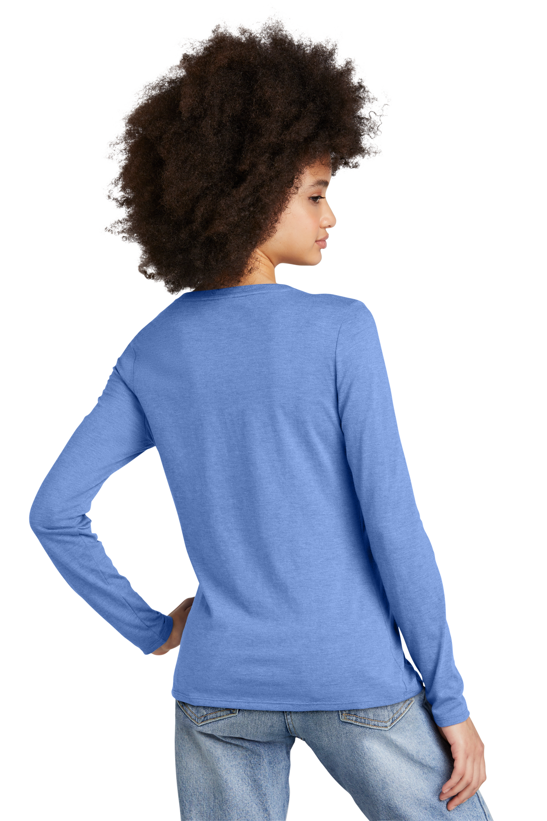 Women's PIBU Classic Outlined V-Neck Long Sleeve - White