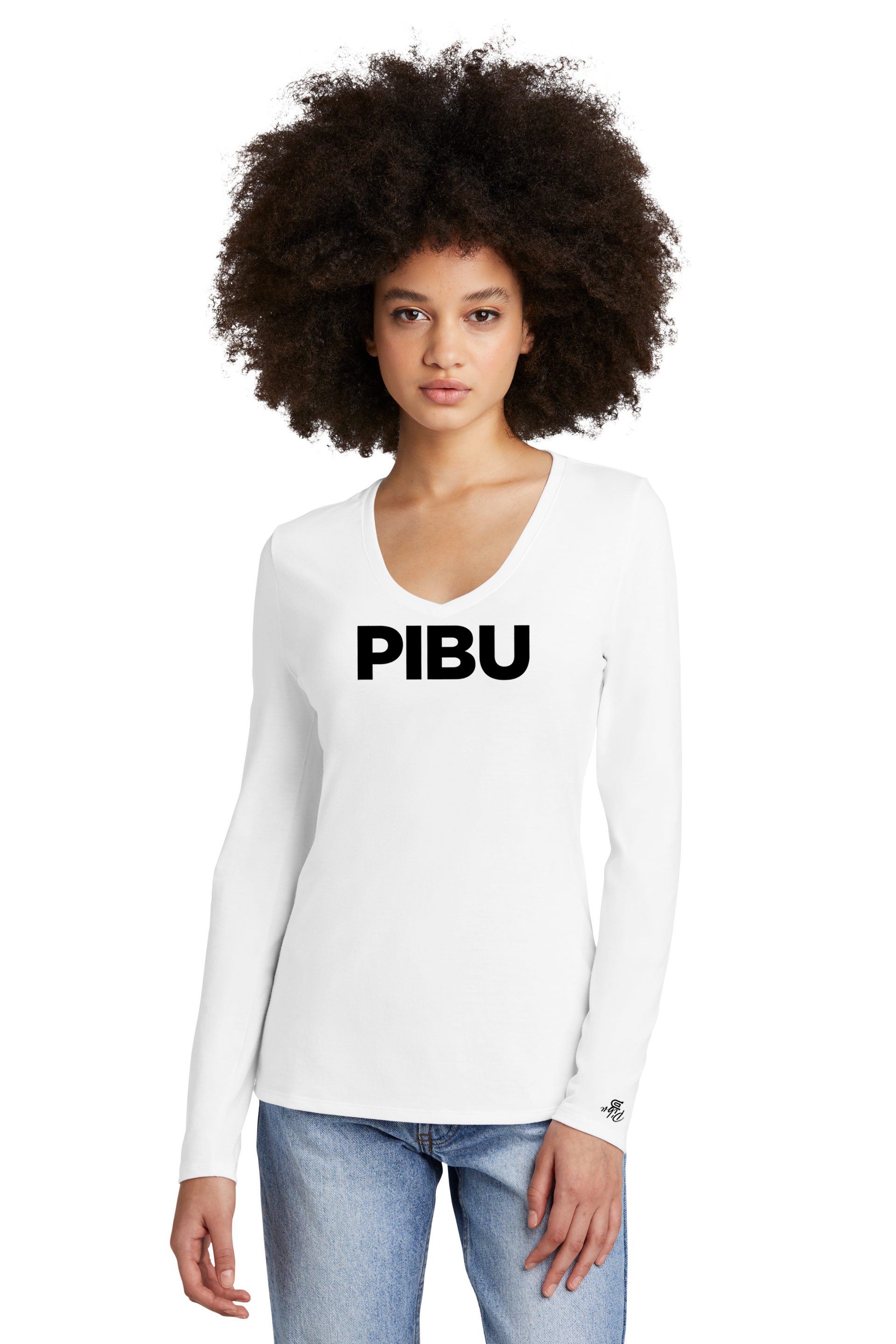 Women's PIBU Classic V-Neck Long Sleeve - Black