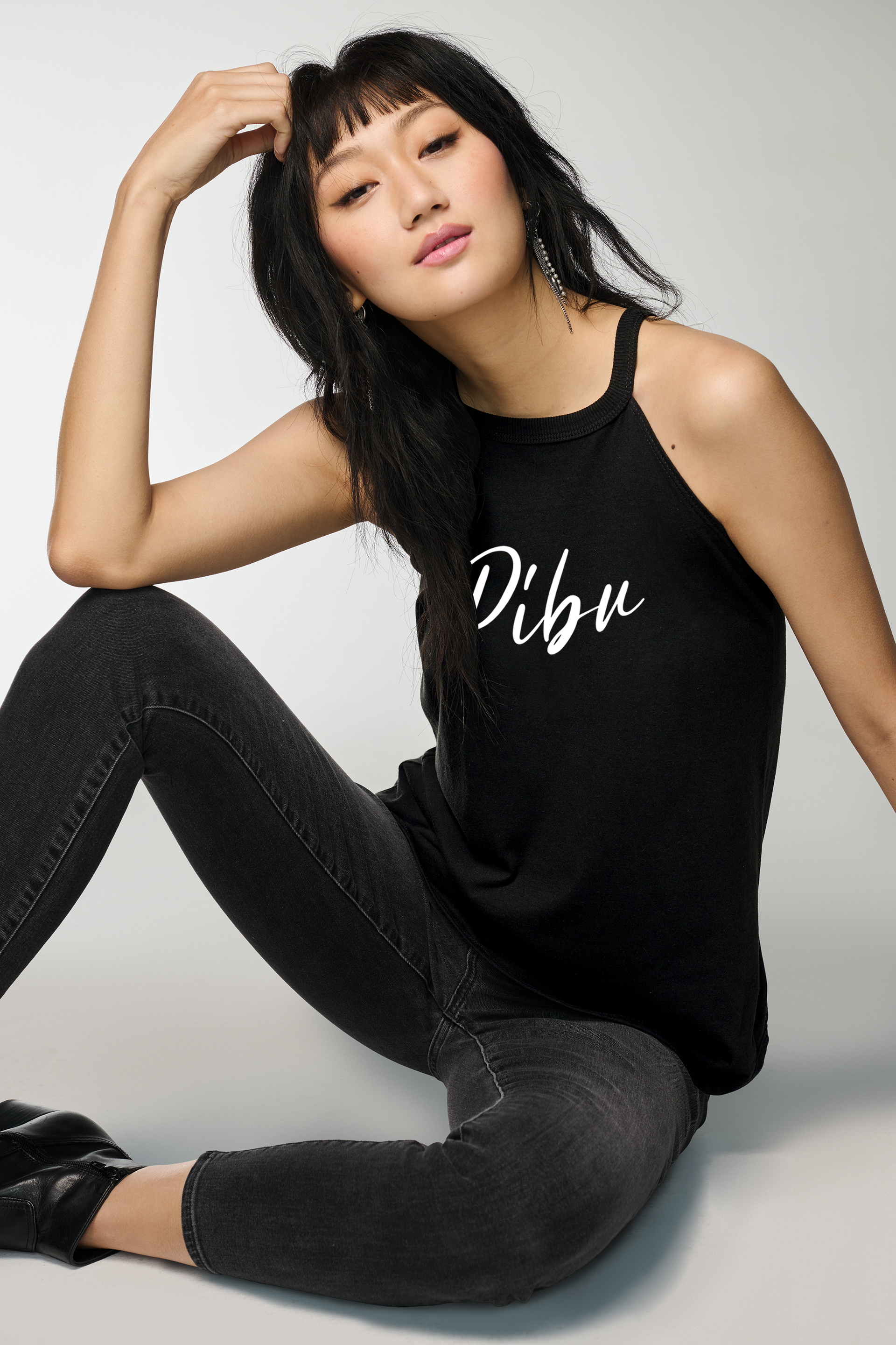 Women's PIBU Script Rocker Tank Top - White