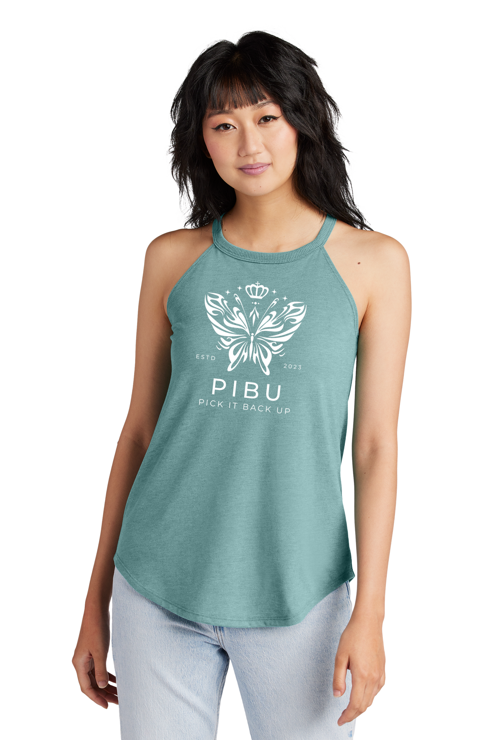 Women's PIBU Butterfly Rocker Tank Top - White