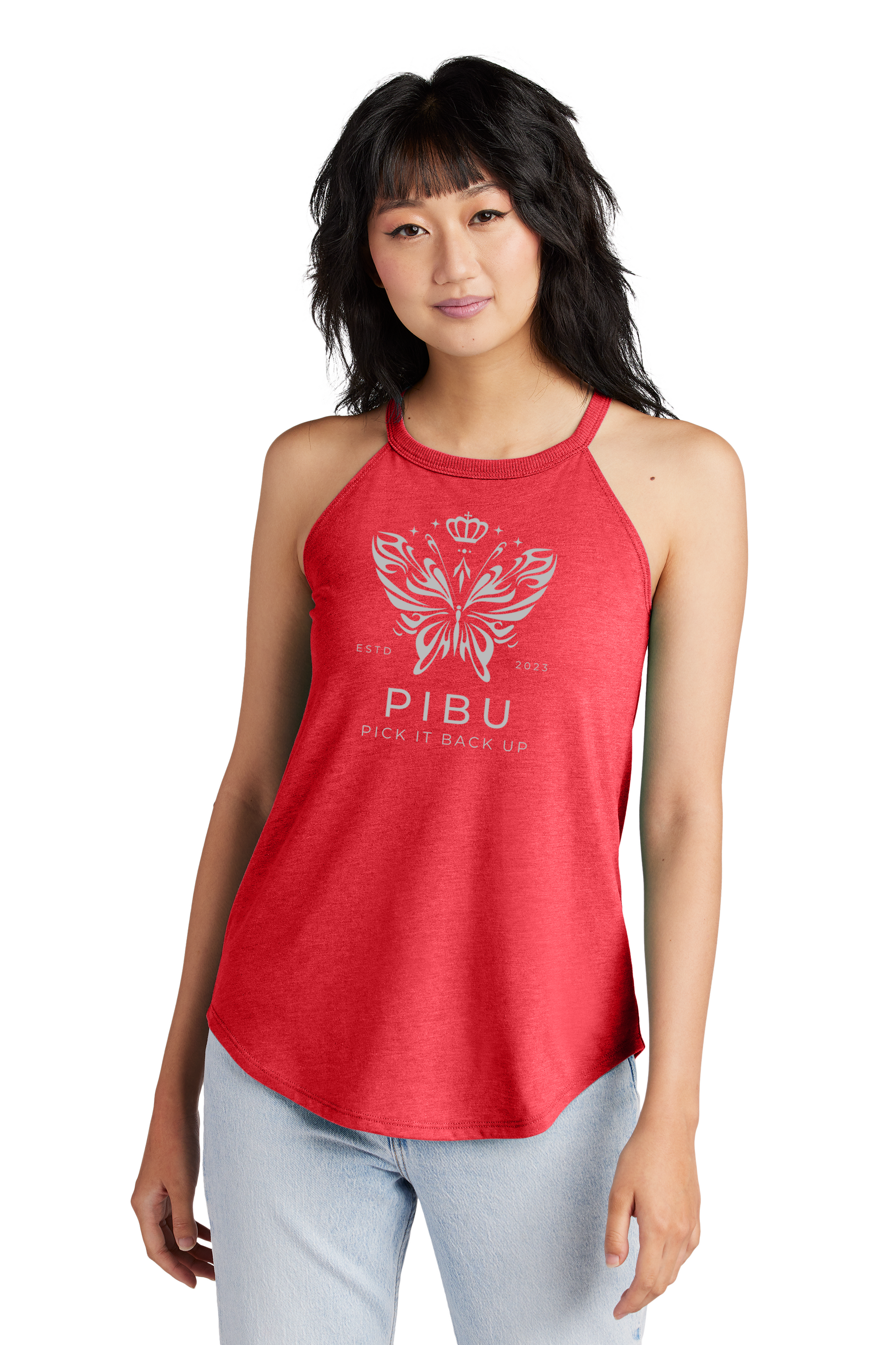 Women's PIBU Butterfly Rocker Tank Top - Gray