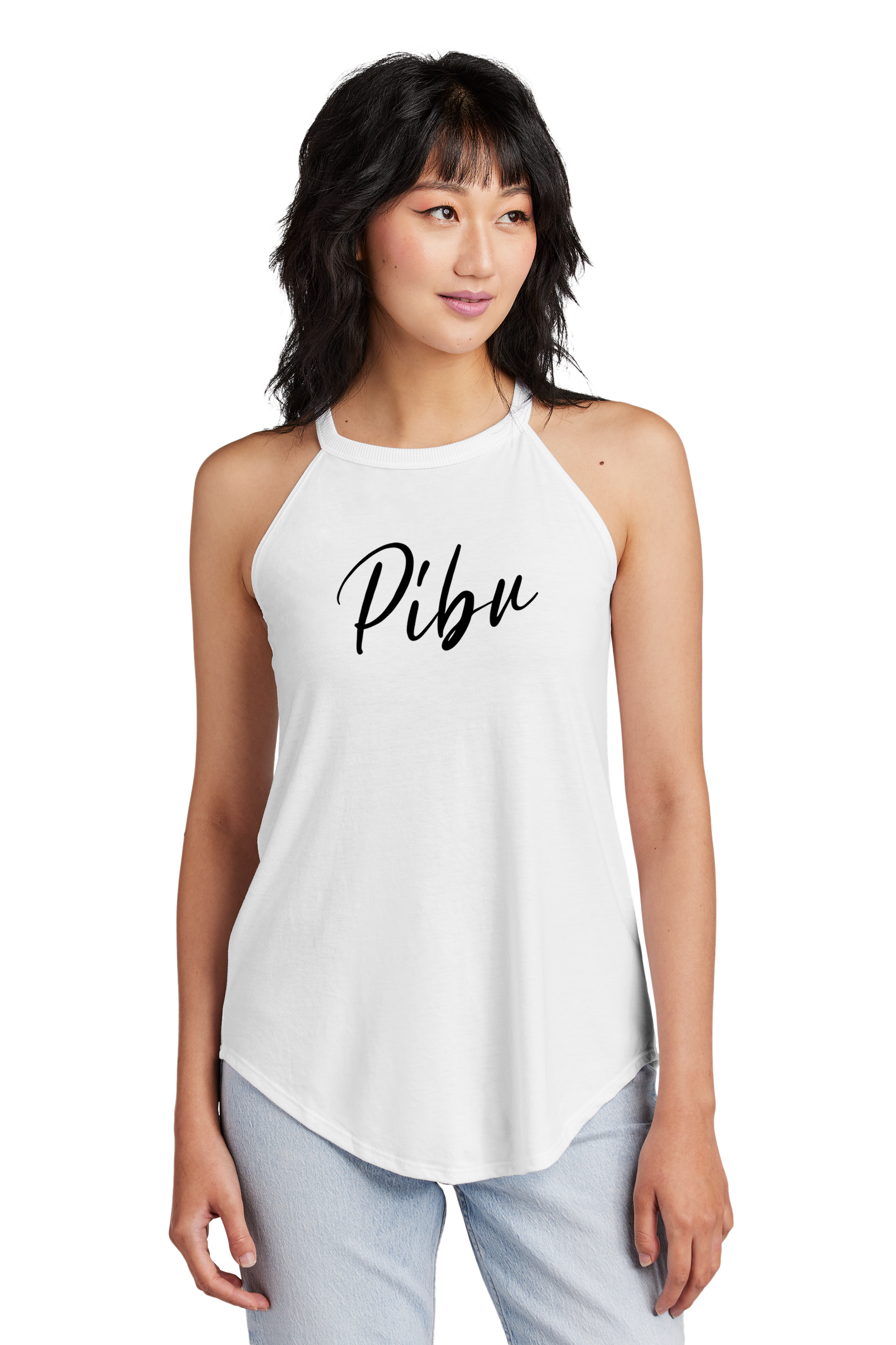Women's PIBU Script Rocker Tank Top - Black