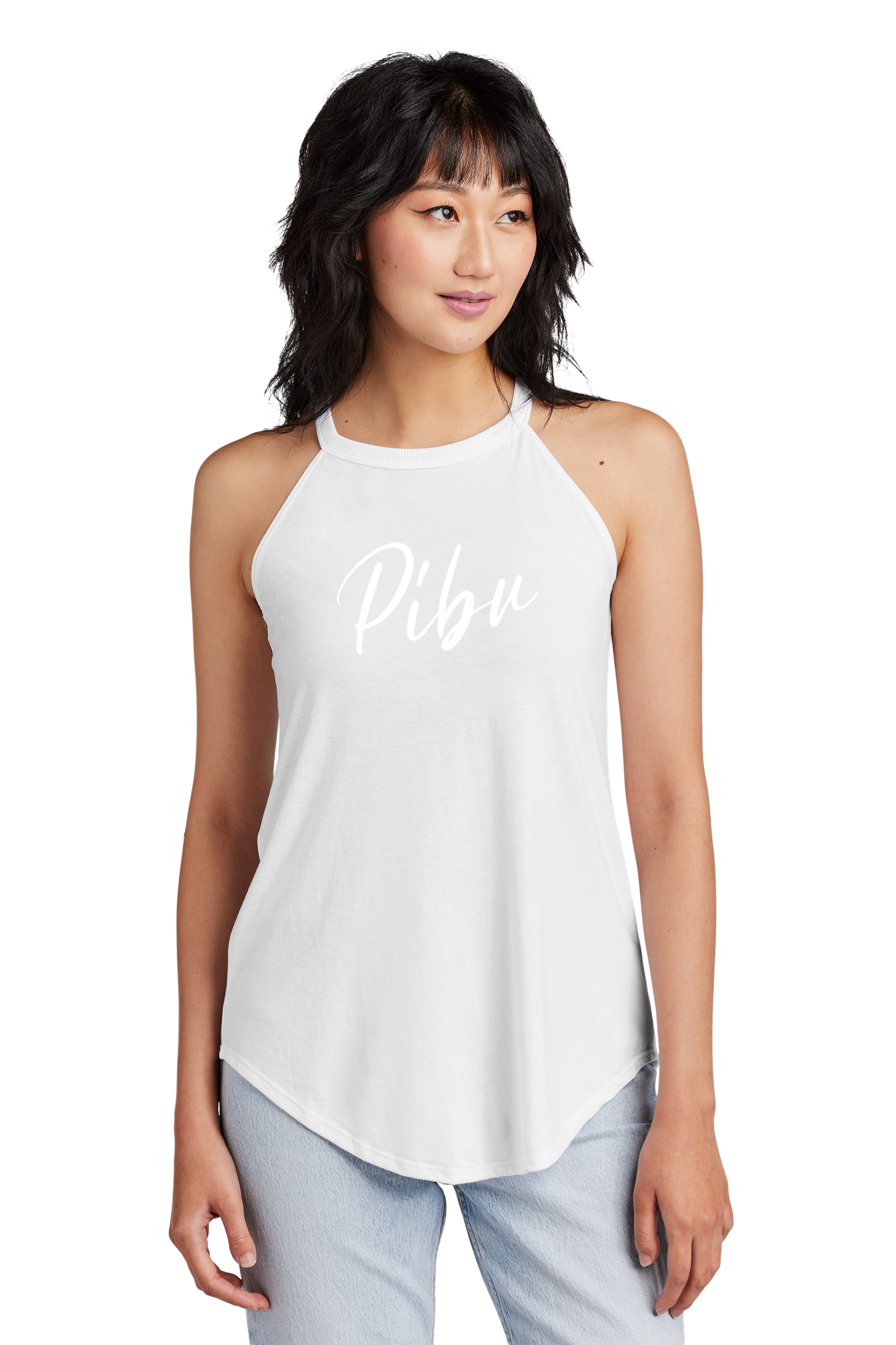 Women's PIBU Script Rocker Tank Top - White