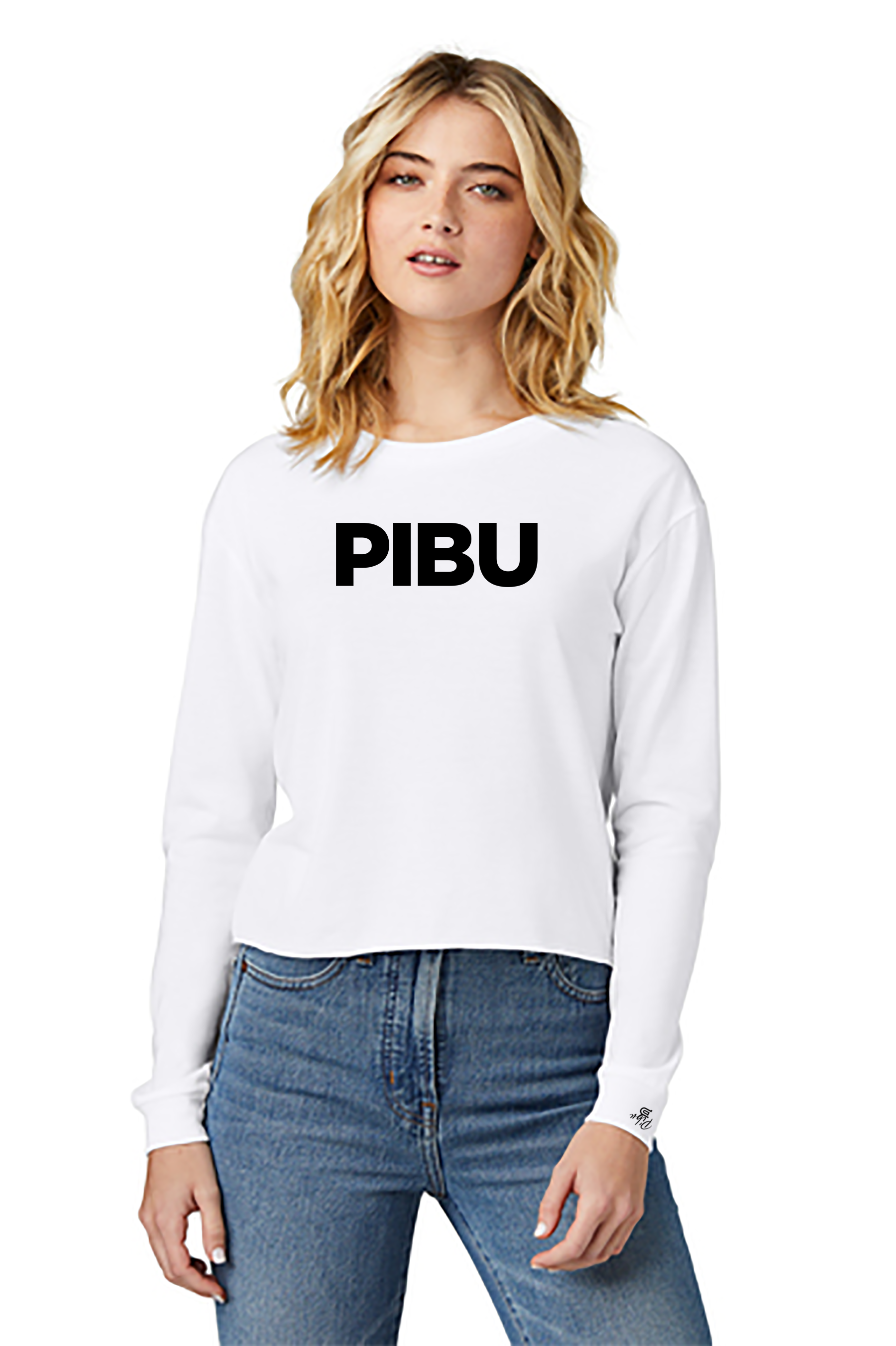Women's PIBU Classic Cropped Long Sleeve - Black
