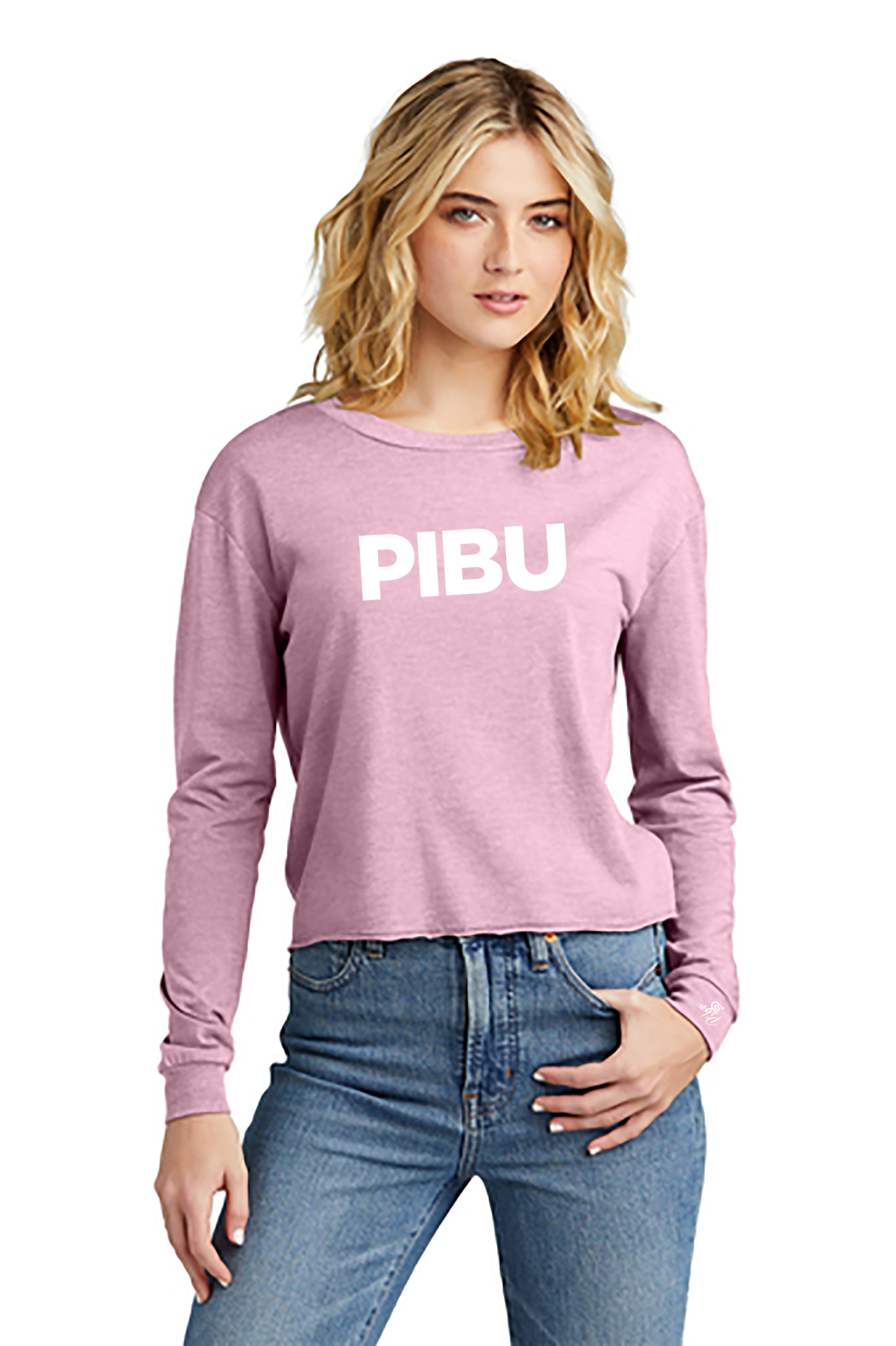 Women's PIBU Classic Cropped Long Sleeve - White