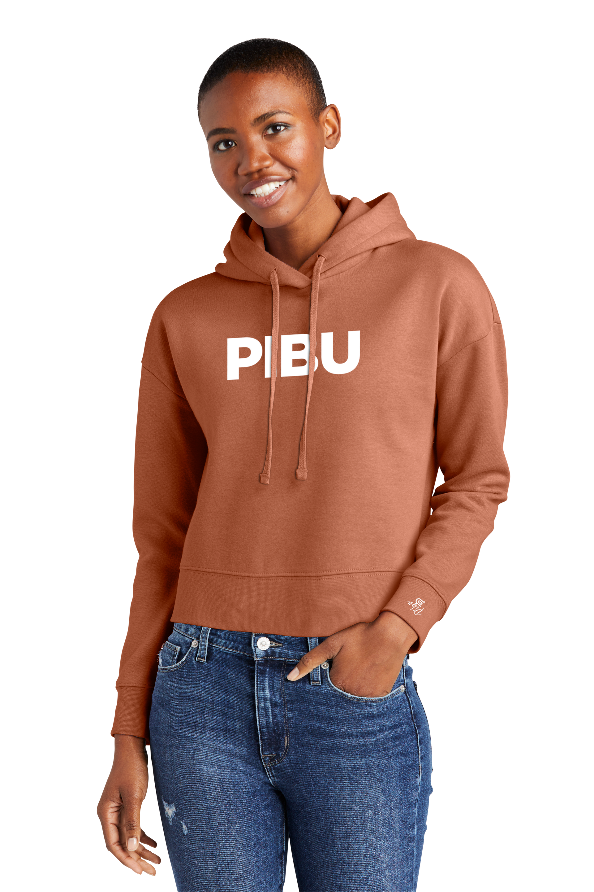 Women's PIBU Classic Cropped Fleece Hoodie - White