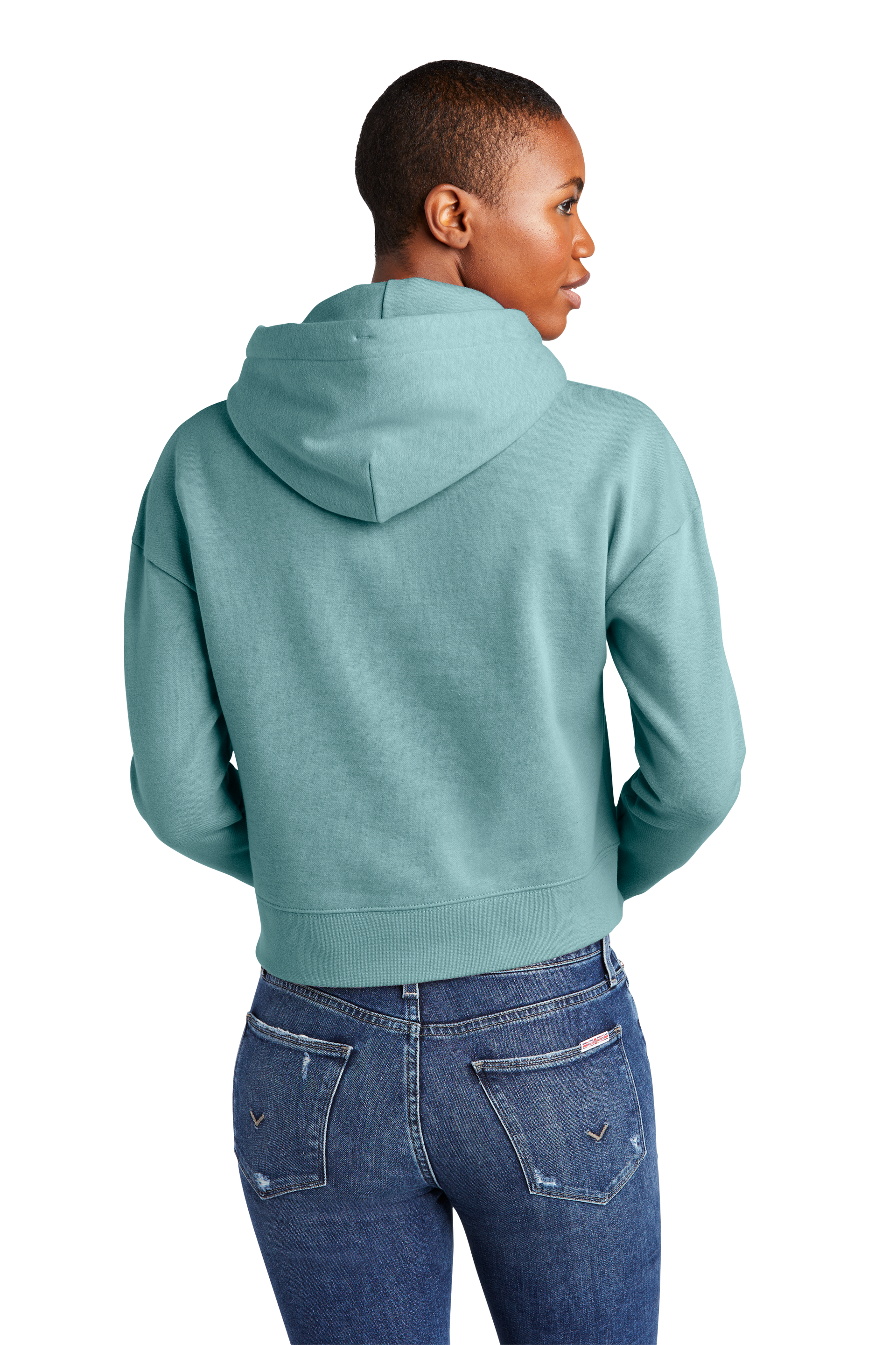 Women's PIBU Butterfly Cropped Fleece Hoodie - White