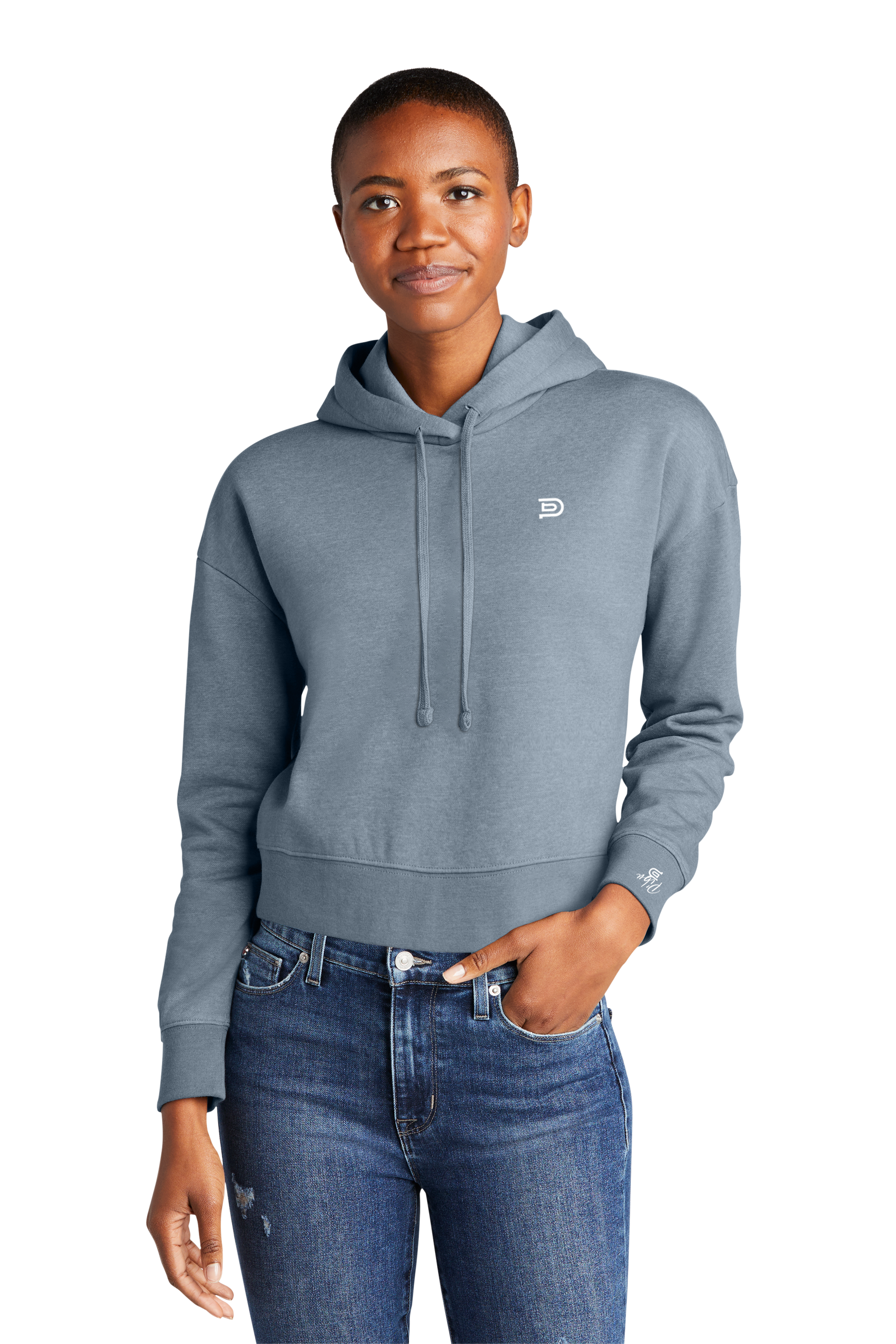 Women's PIBU Logo Cropped Fleece Hoodie - White