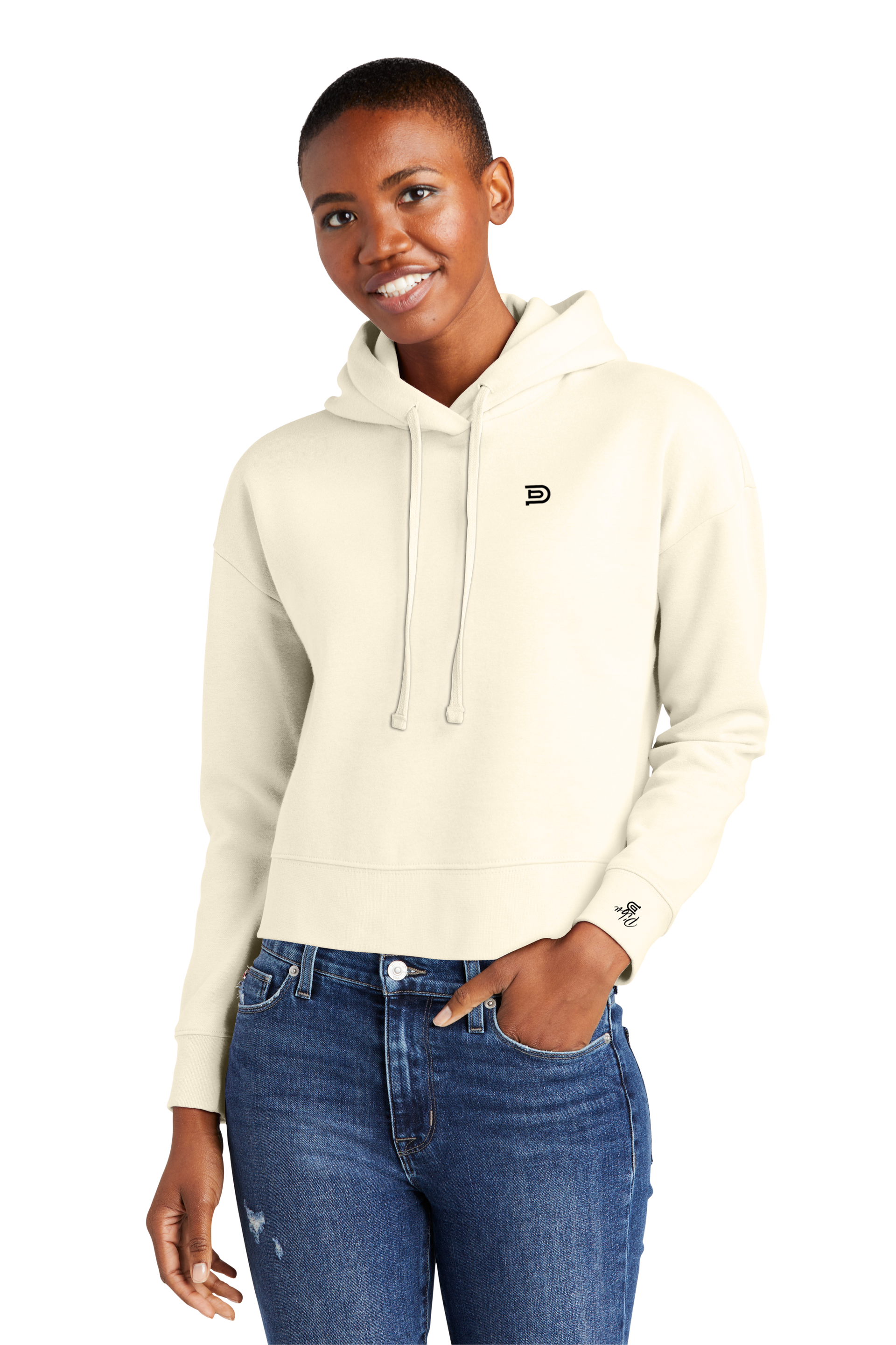 Women's PIBU Logo Cropped Fleece Hoodie - Black