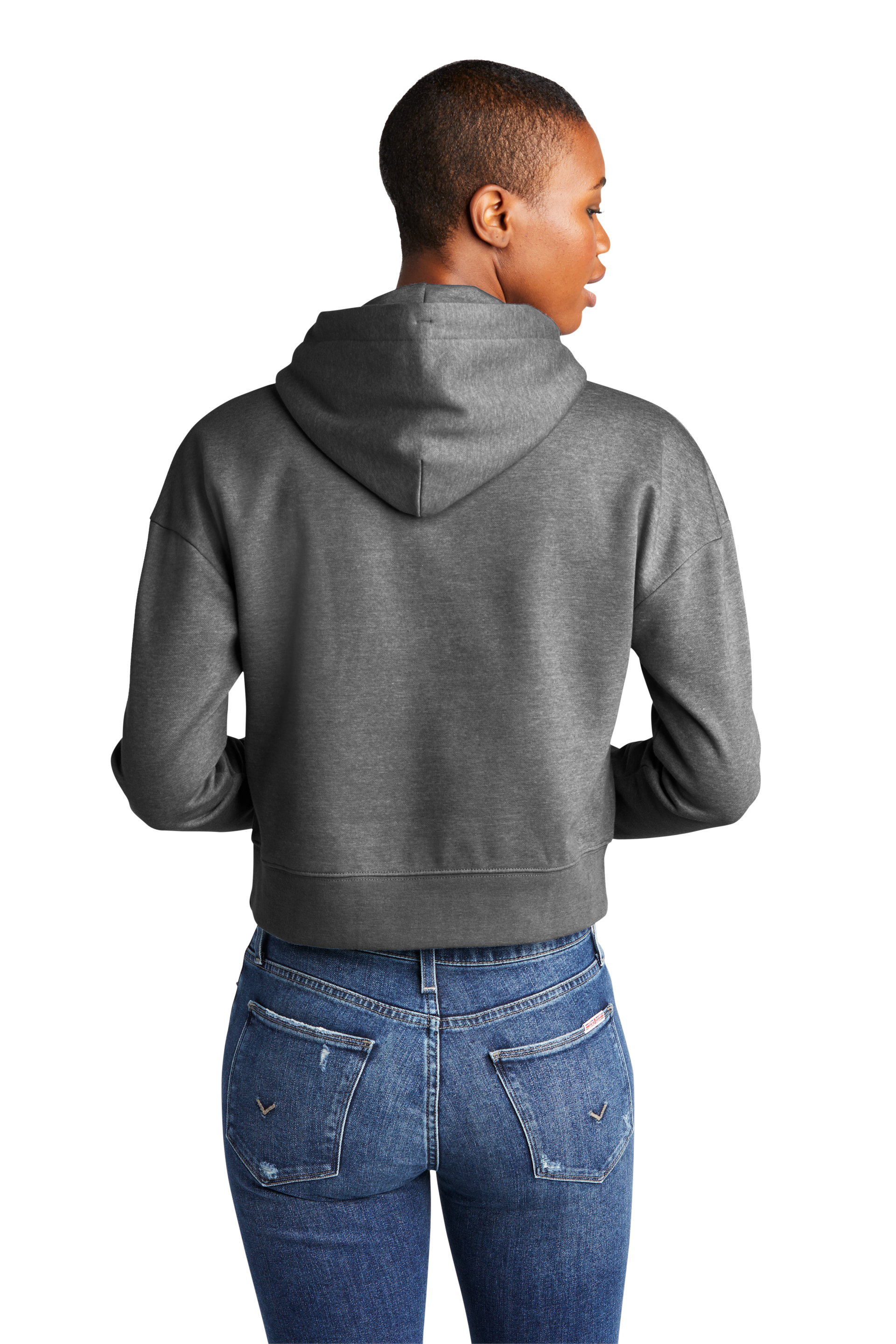 Women's PIBU Script Cropped Fleece Hoodie - White