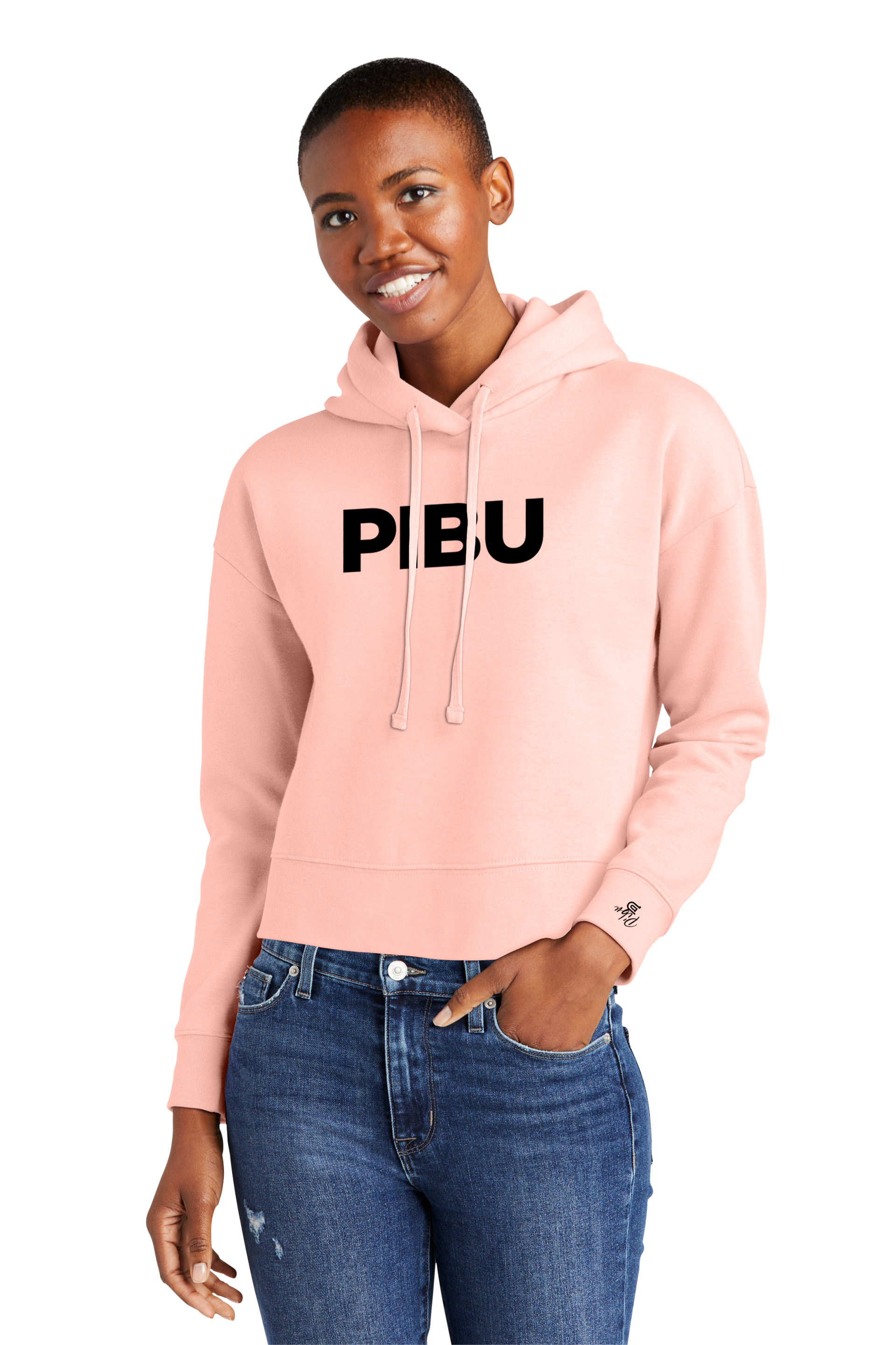 Women's PIBU Classic Cropped Fleece Hoodie - Black