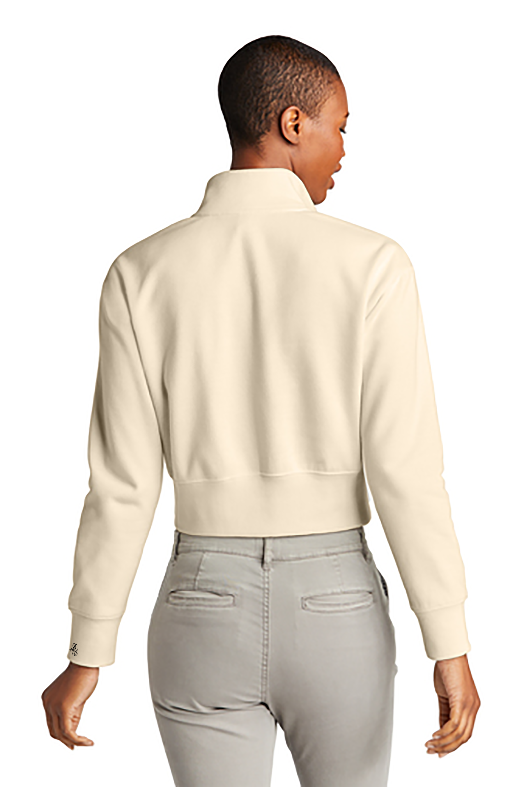 Women's PIBU Logo Cropped Quarter Zip-Up - Black