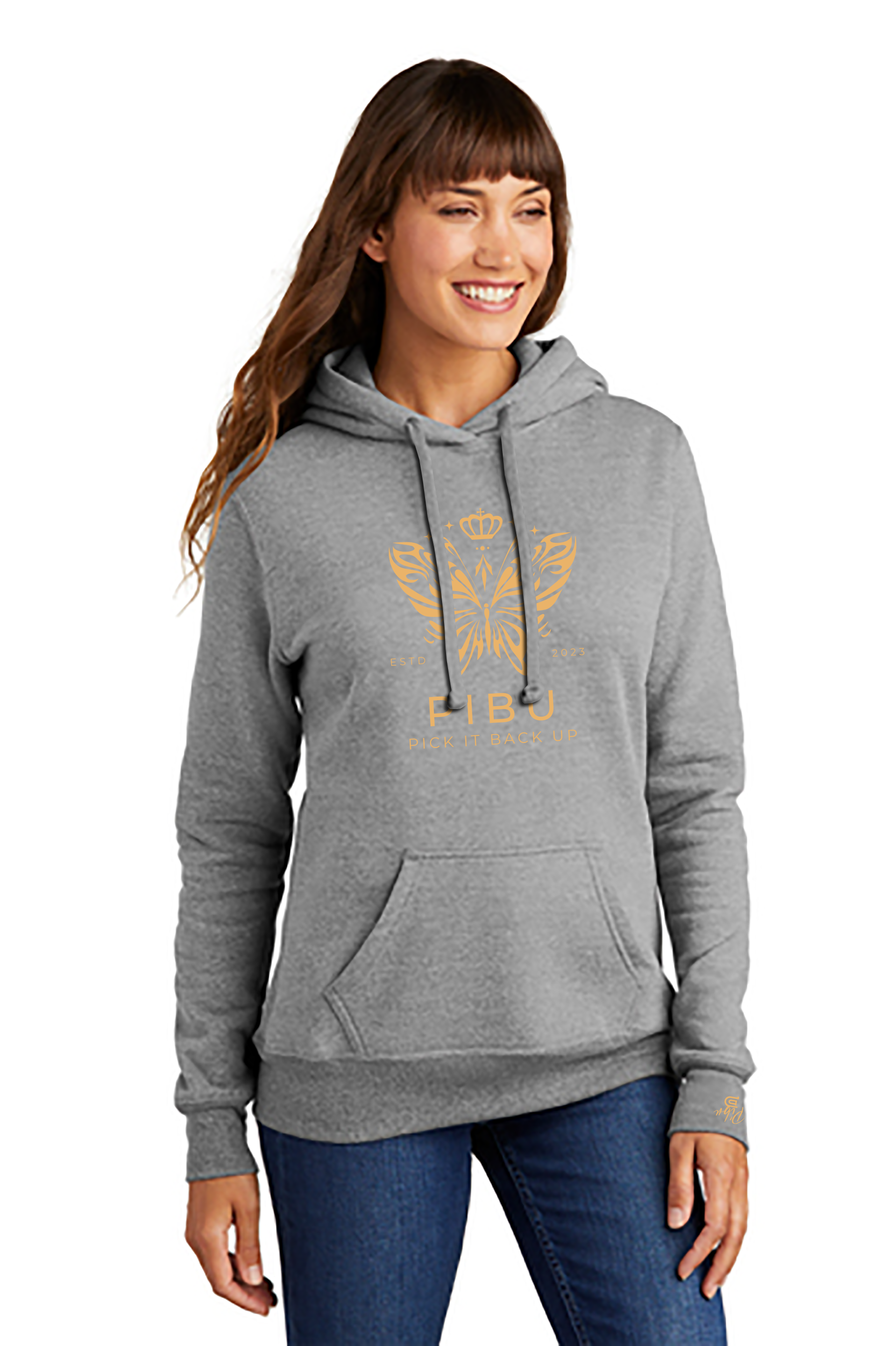 Women's PIBU Fitted Butterfly Fleece Hoodie - Gold