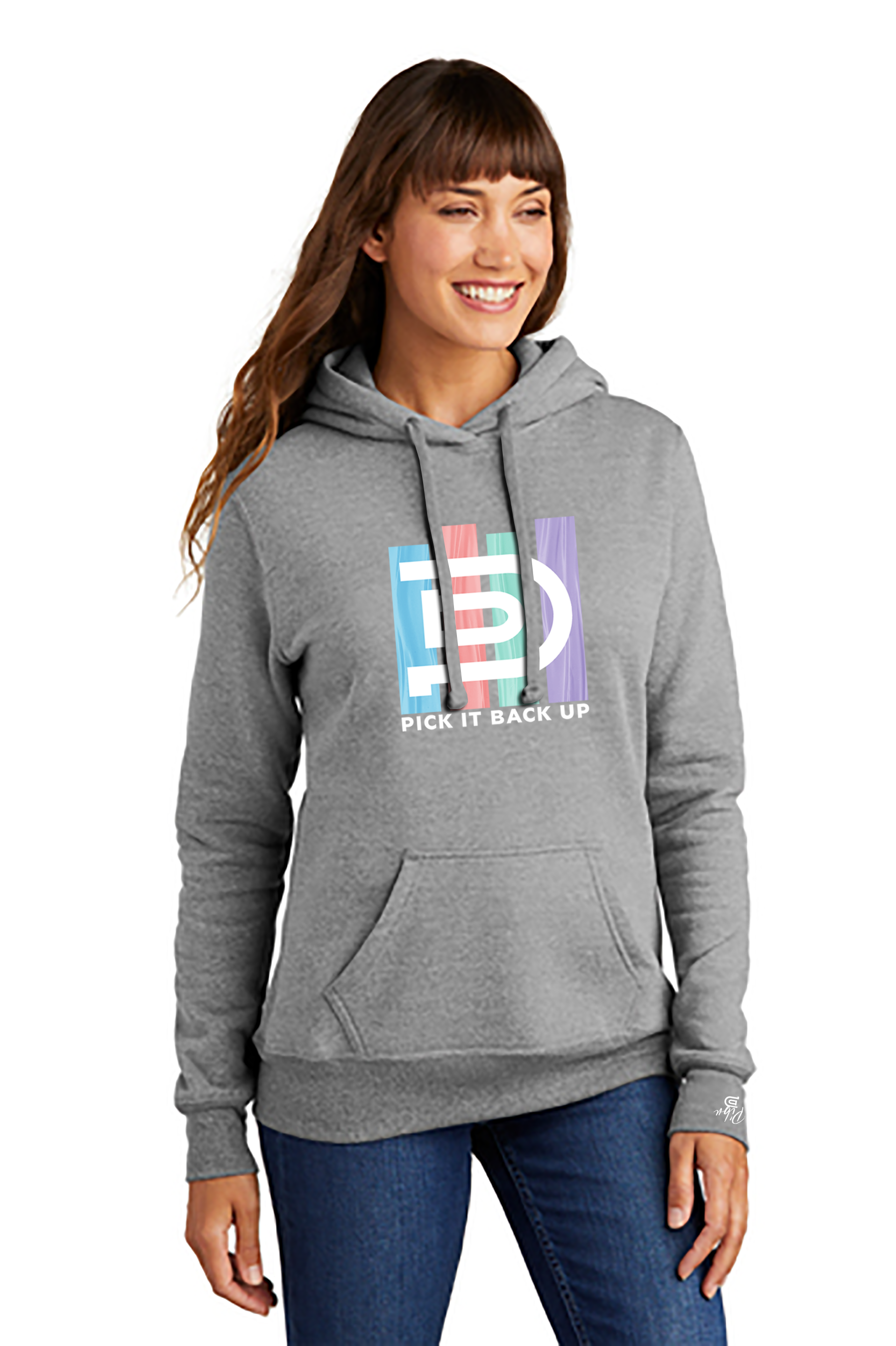 Women's PIBU Fitted 4 Stripes Fleece Hoodie - White Design
