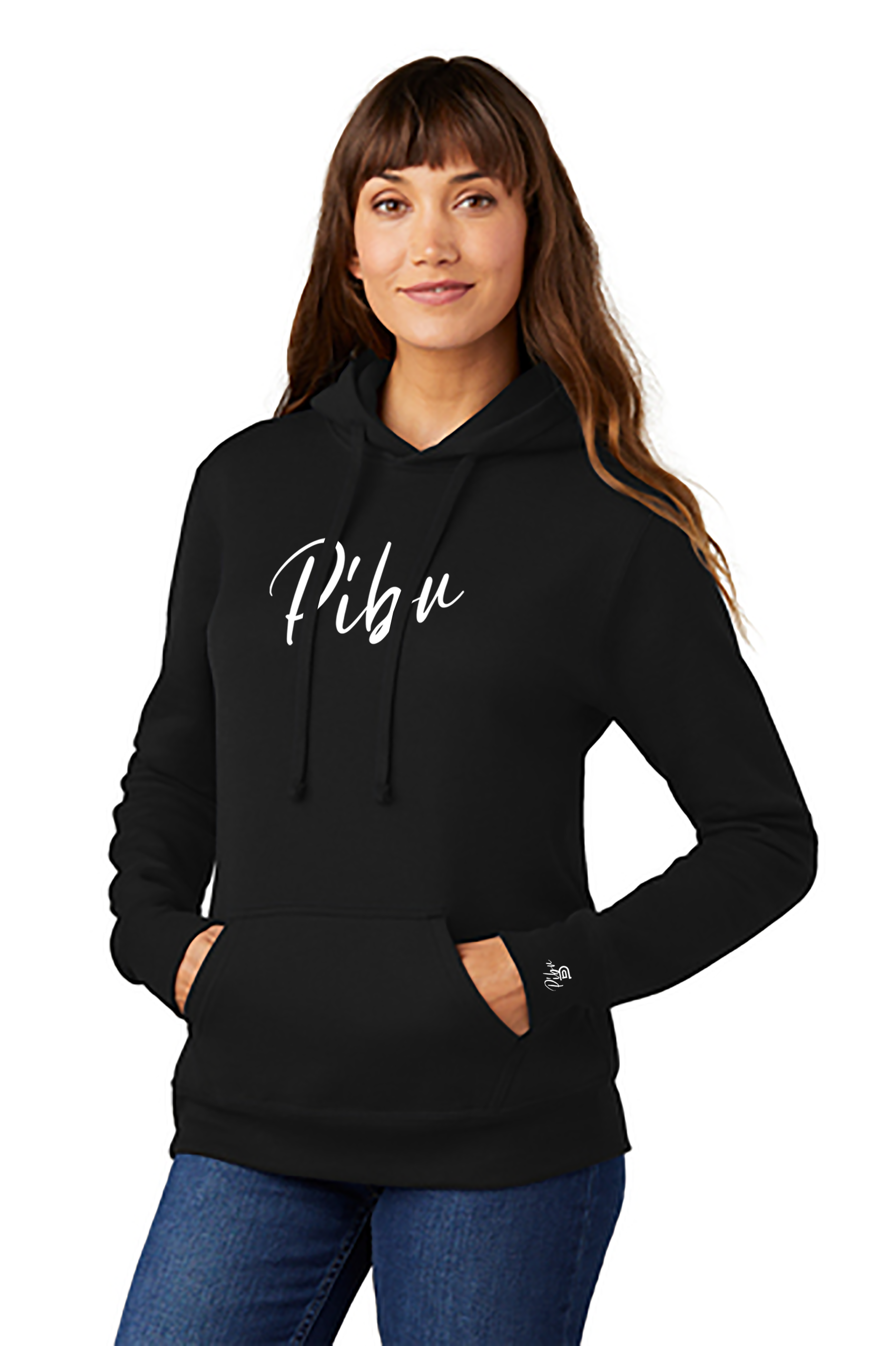 Women's PIBU Script Fitted Fleece Hoodie - White