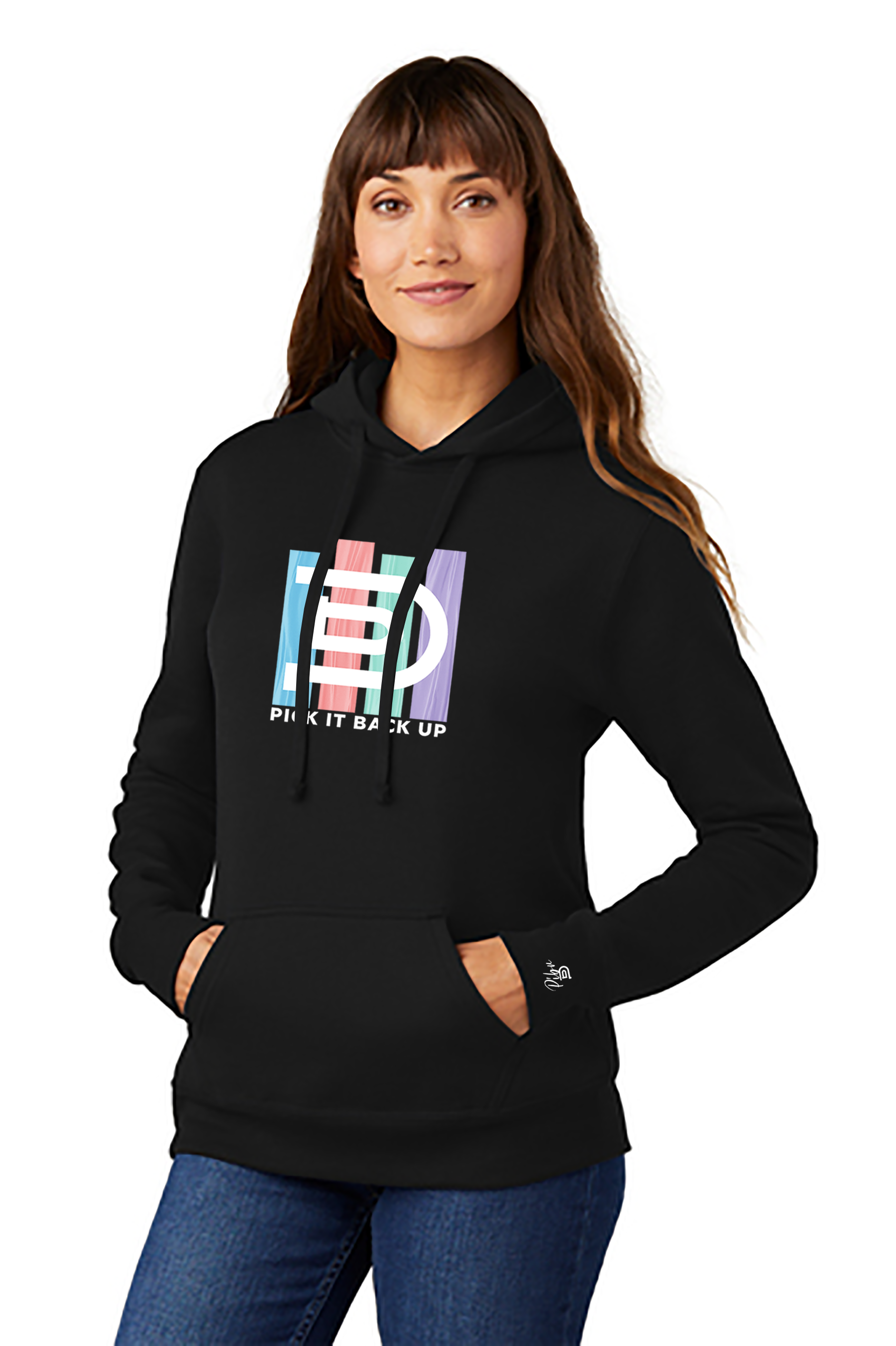 Women's PIBU Fitted 4 Stripes Fleece Hoodie - White Design