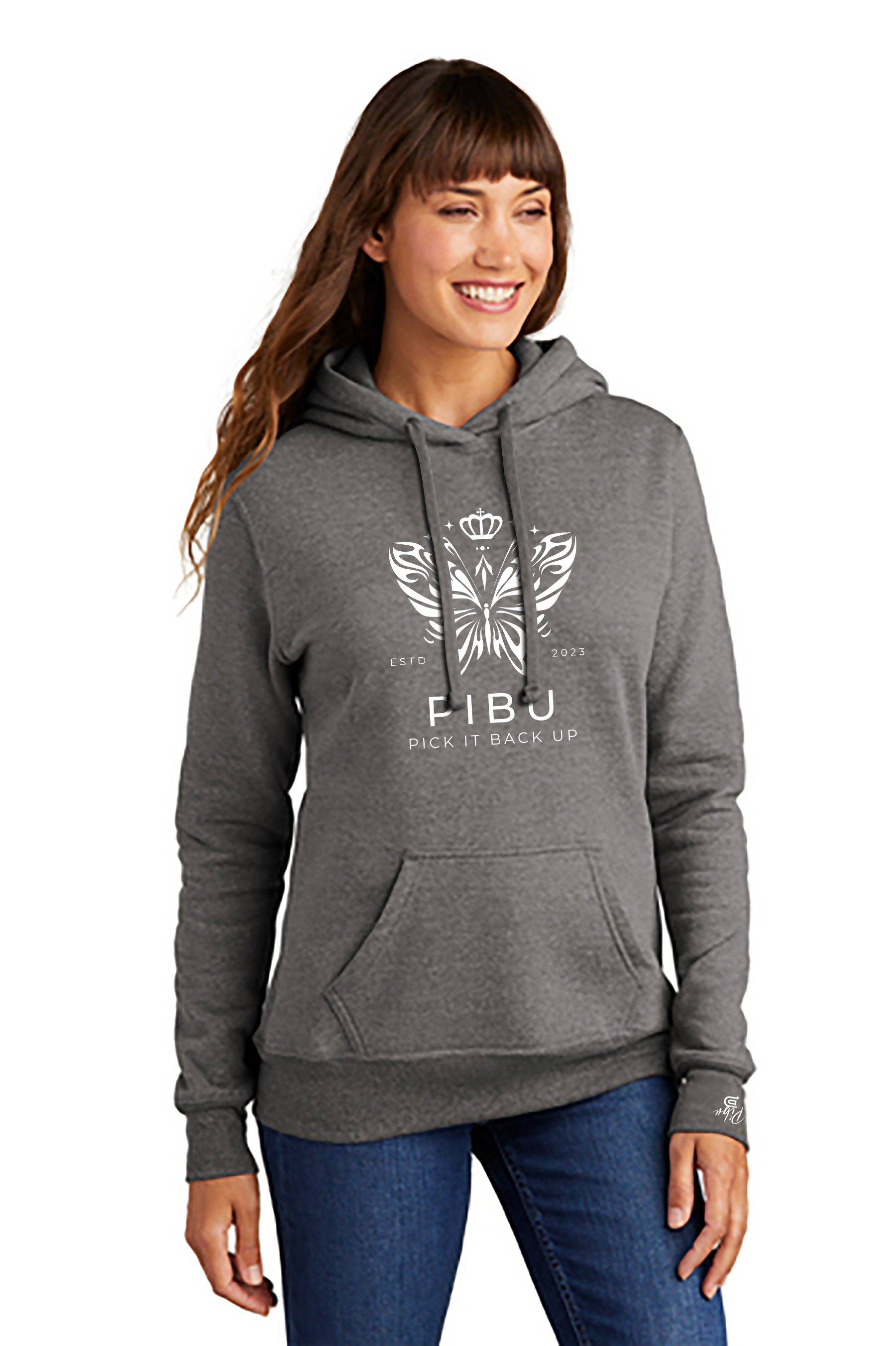 Women's PIBU Butterfly Fitted Fleece Hoodie - White