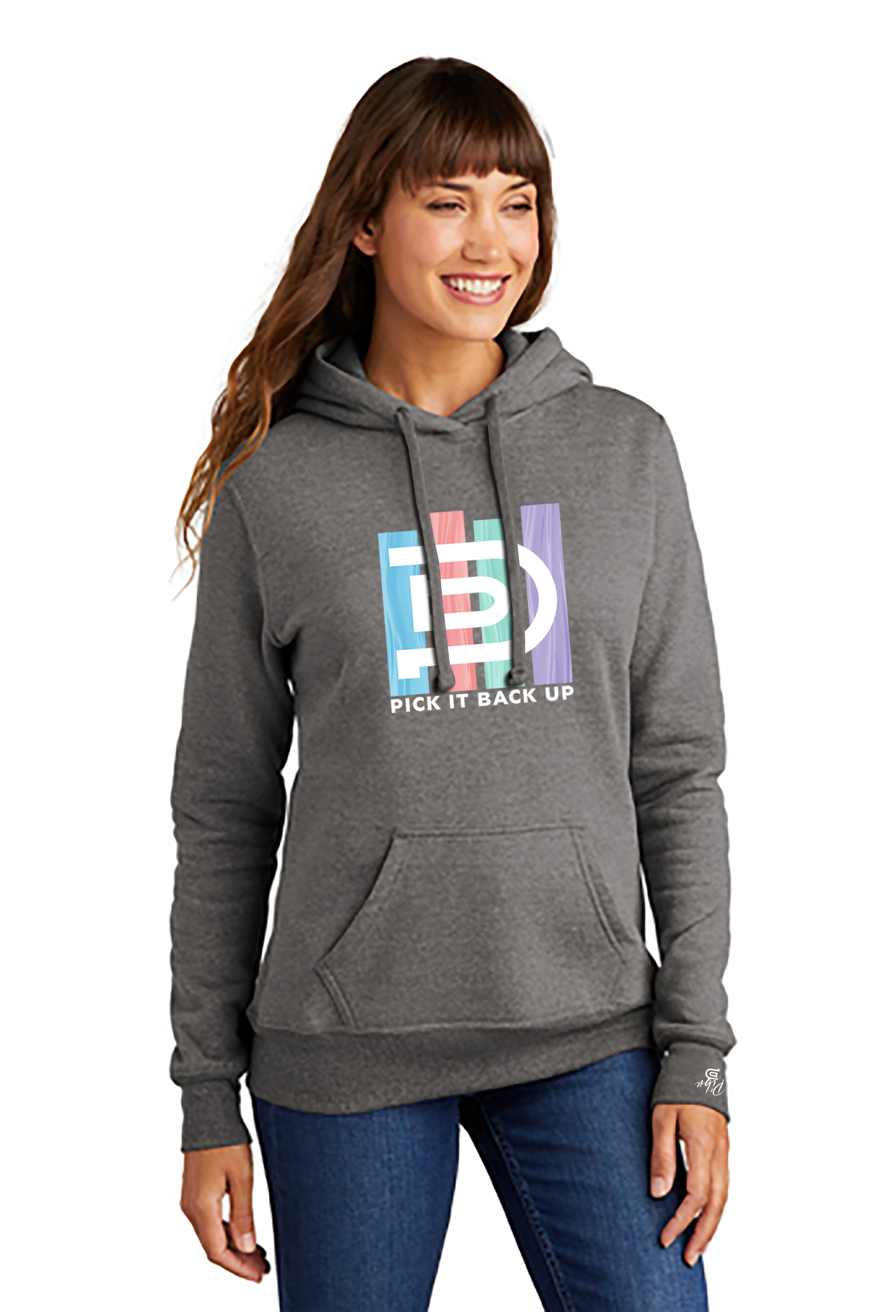 Women's PIBU Fitted 4 Stripes Fleece Hoodie - White Design