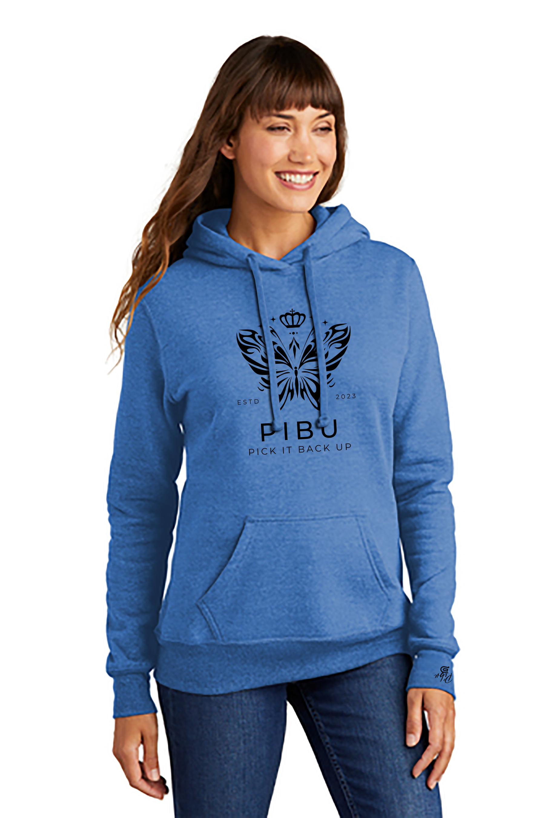 Women's PIBU Fitted Butterfly Fleece Hoodie - Black