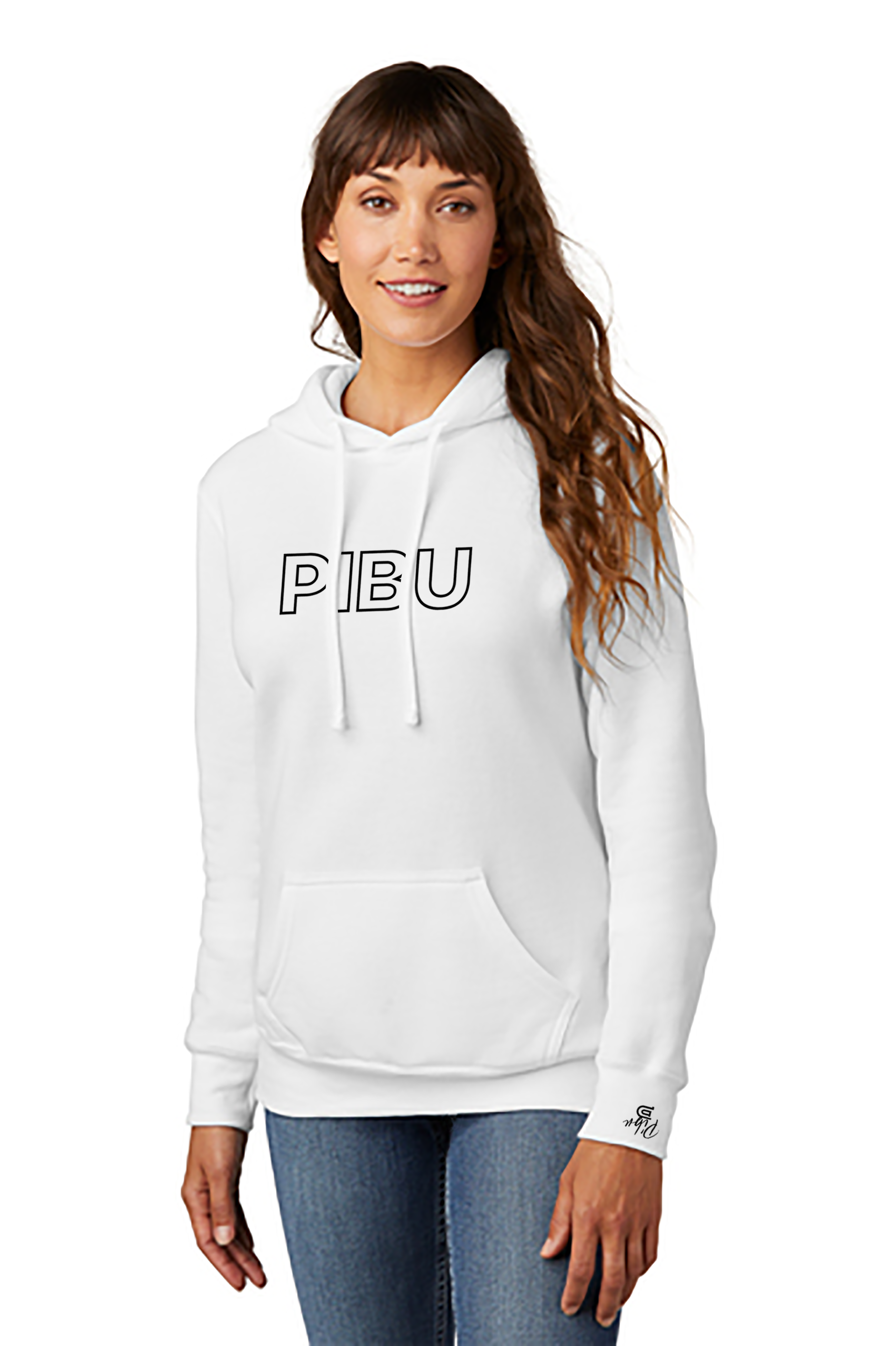 Women's PIBU Fitted Classic Outlined Fleece Hoodie - Black