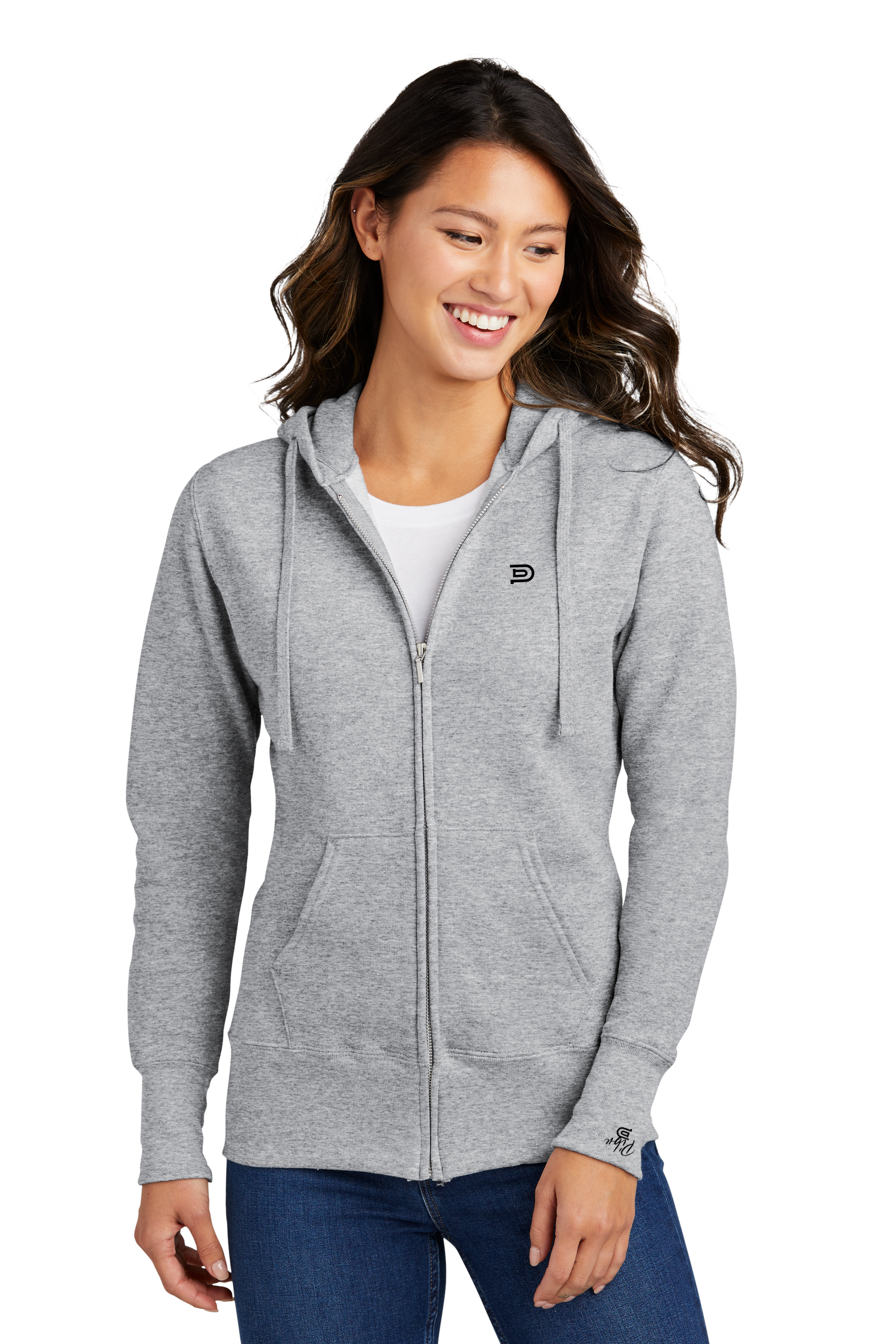 Women's PIBU Logo Fleece Full Zip-Up Hoodie - Black